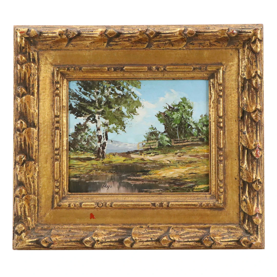 Stylized Oil Painting of Pastoral Landscape, 21st Century