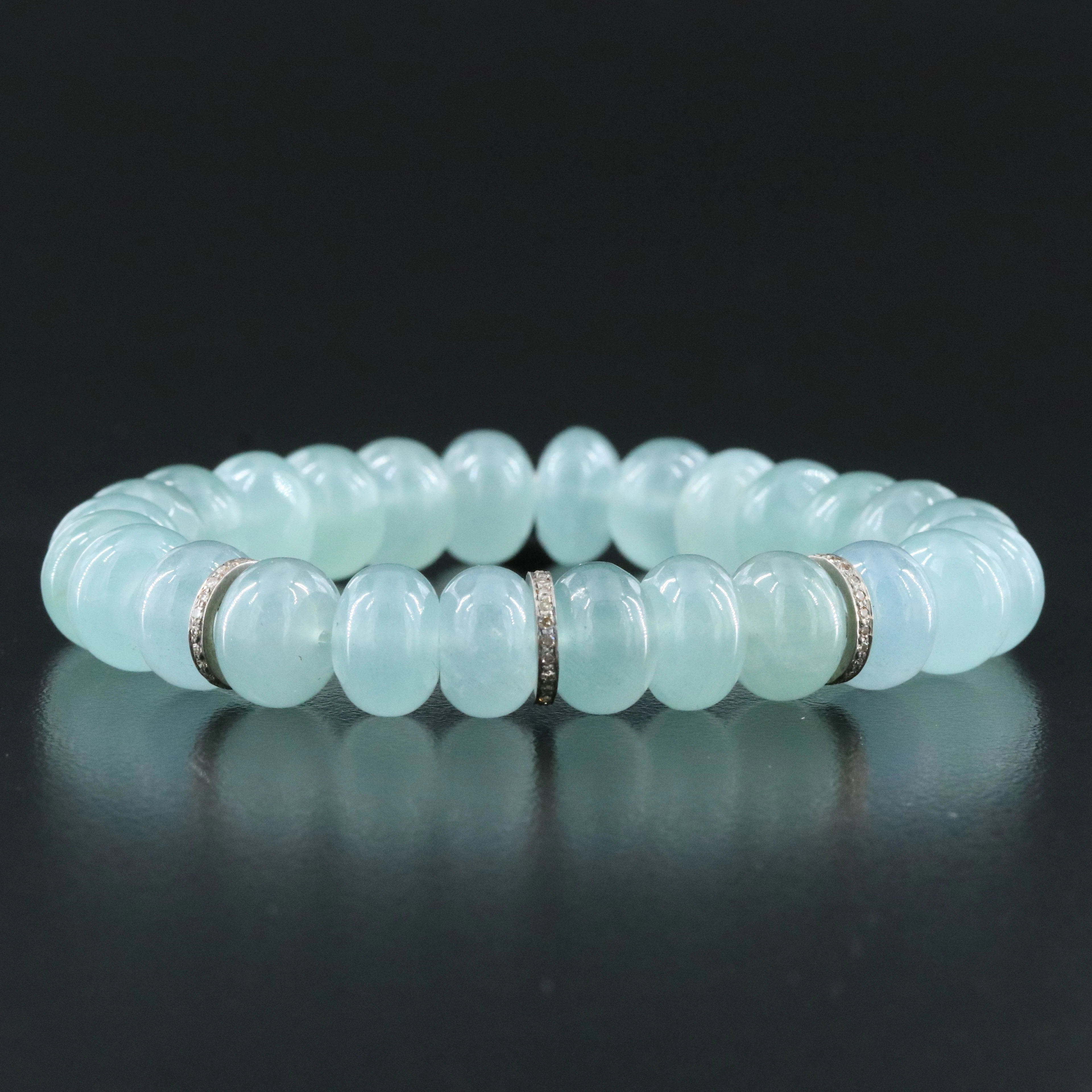 Sheryl Lowe Aquamarine Bracelet with Sterling Diamond Accents