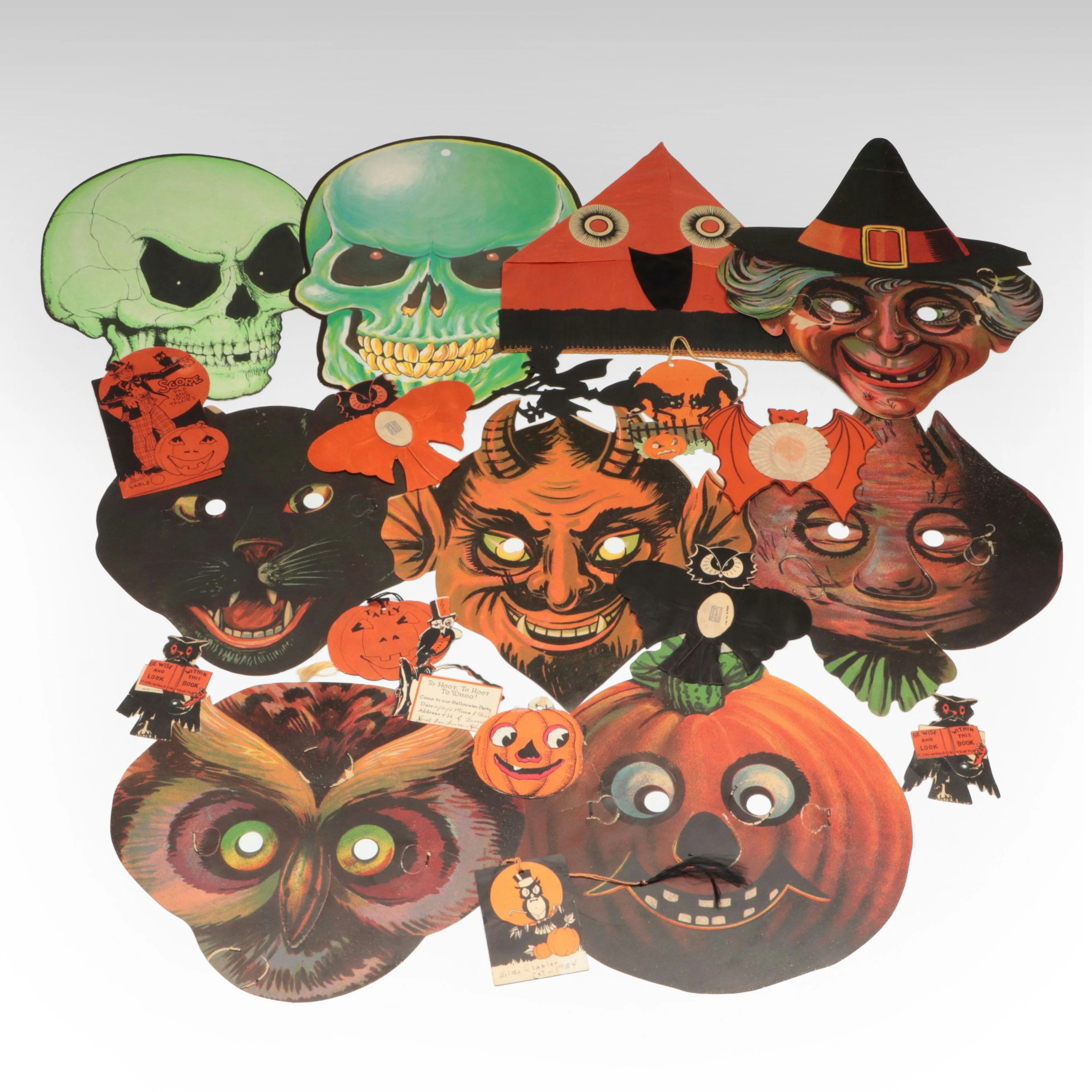 C. A. Reed with Other Paper Halloween Masks and Ephemera, Early to Mid-20th C.