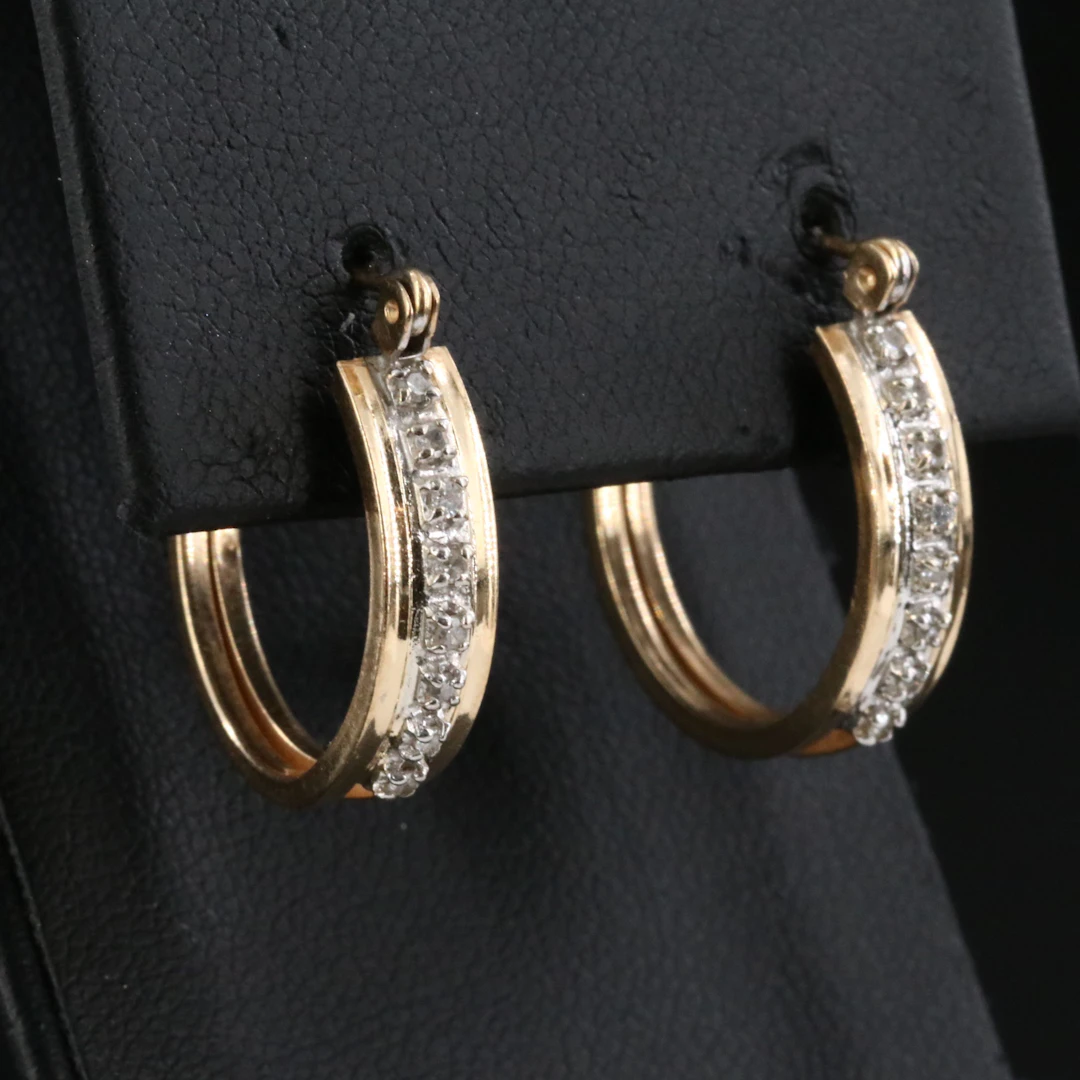 14K Diamond Hoop Earrings
