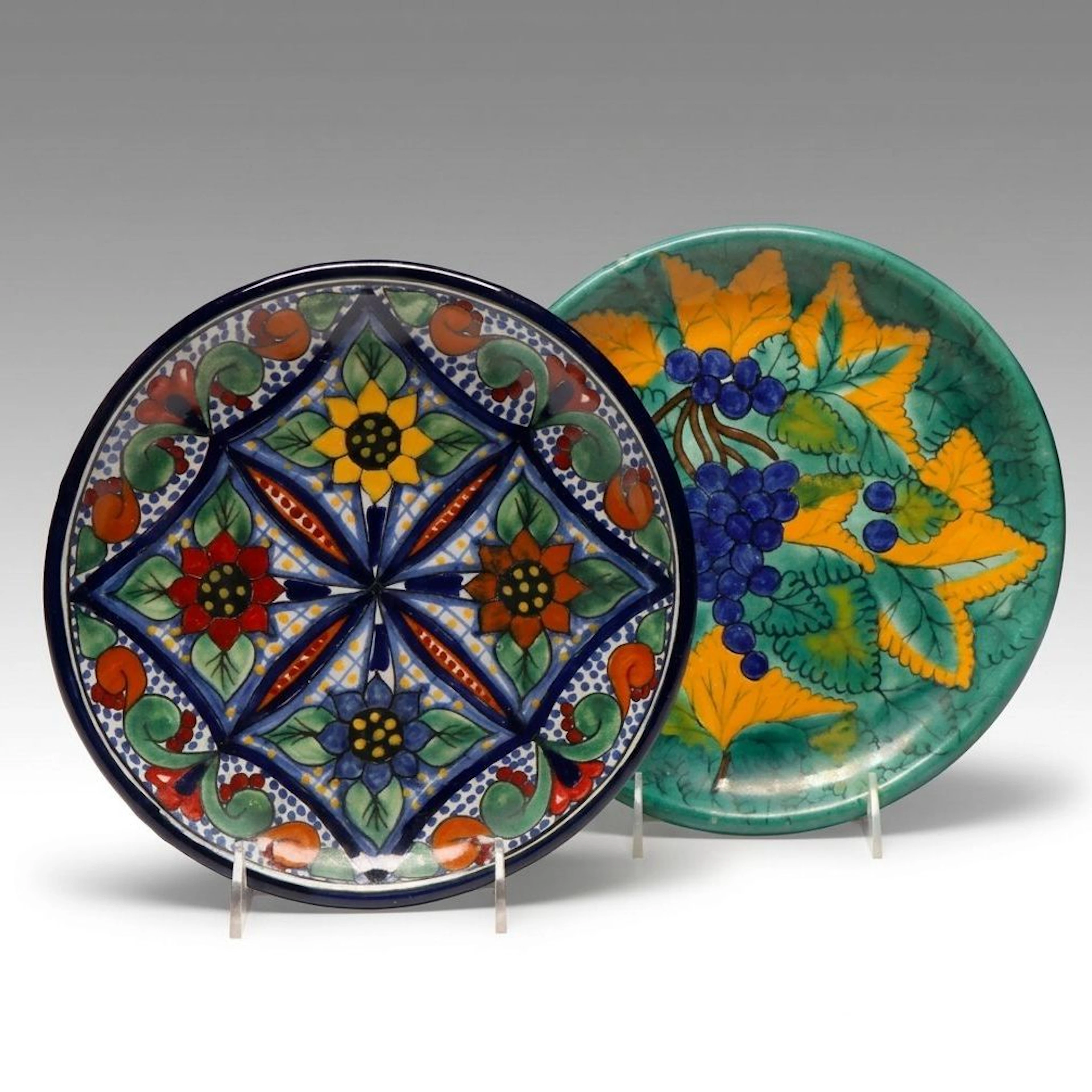 Tres Coronas Mexican Folk Art Ceramic Plates