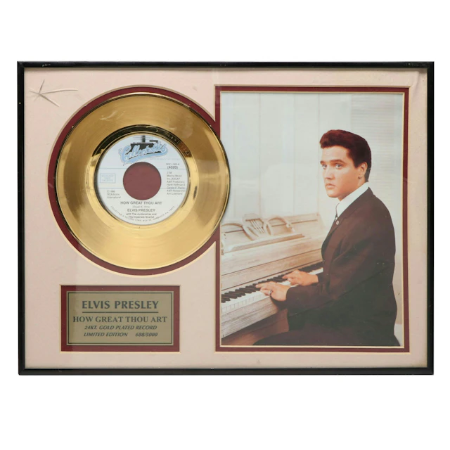 Limited Edition Elvis "How Great Thou Art" Gold Plate Vinyl Record Display