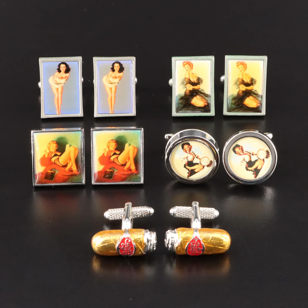 Simon Carter and Cuff-Daddy Pinup Style and Onyx-Art Cigar Cufflinks