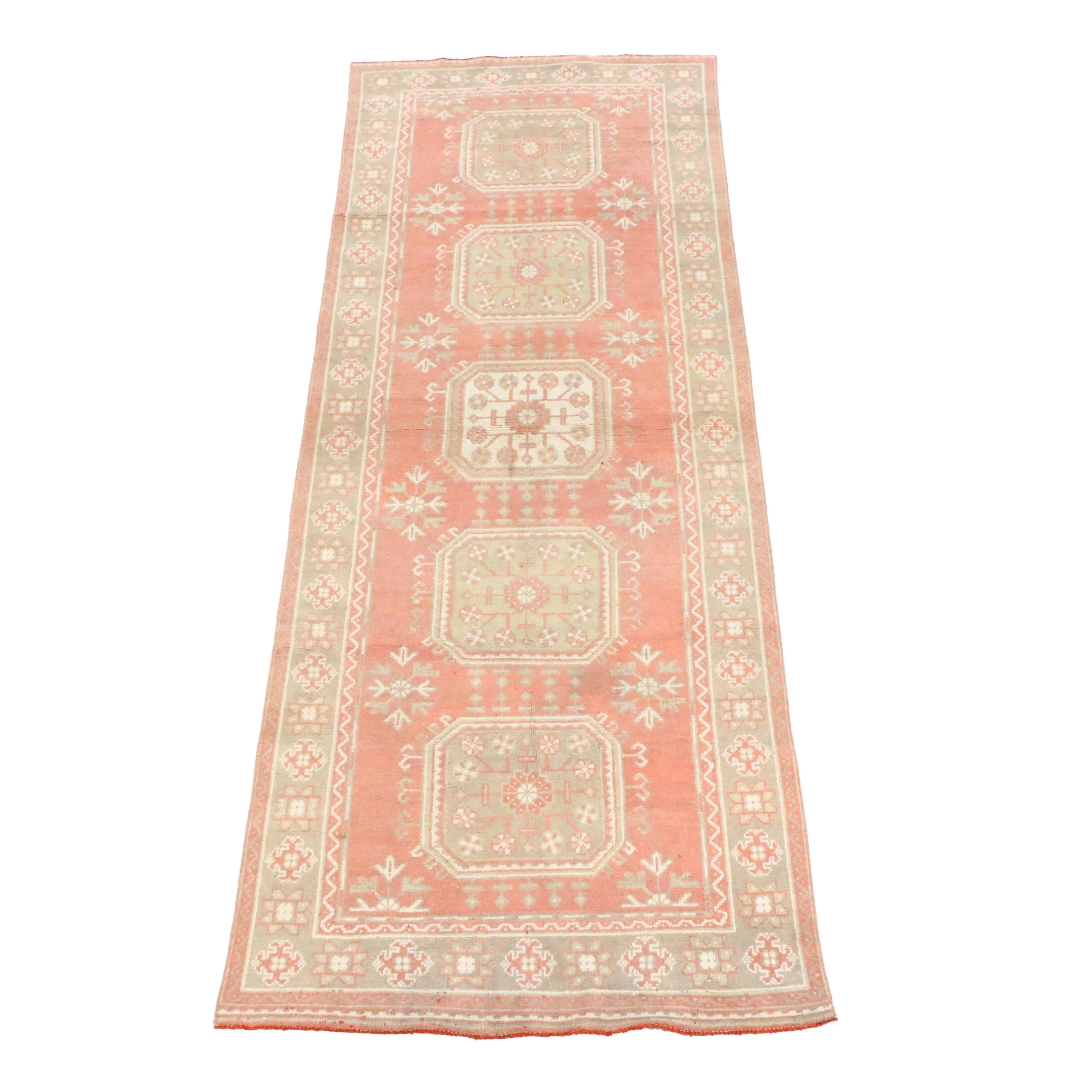 4'4 x 11'11 Hand-Knotted Turkish Anatolian Long Rug