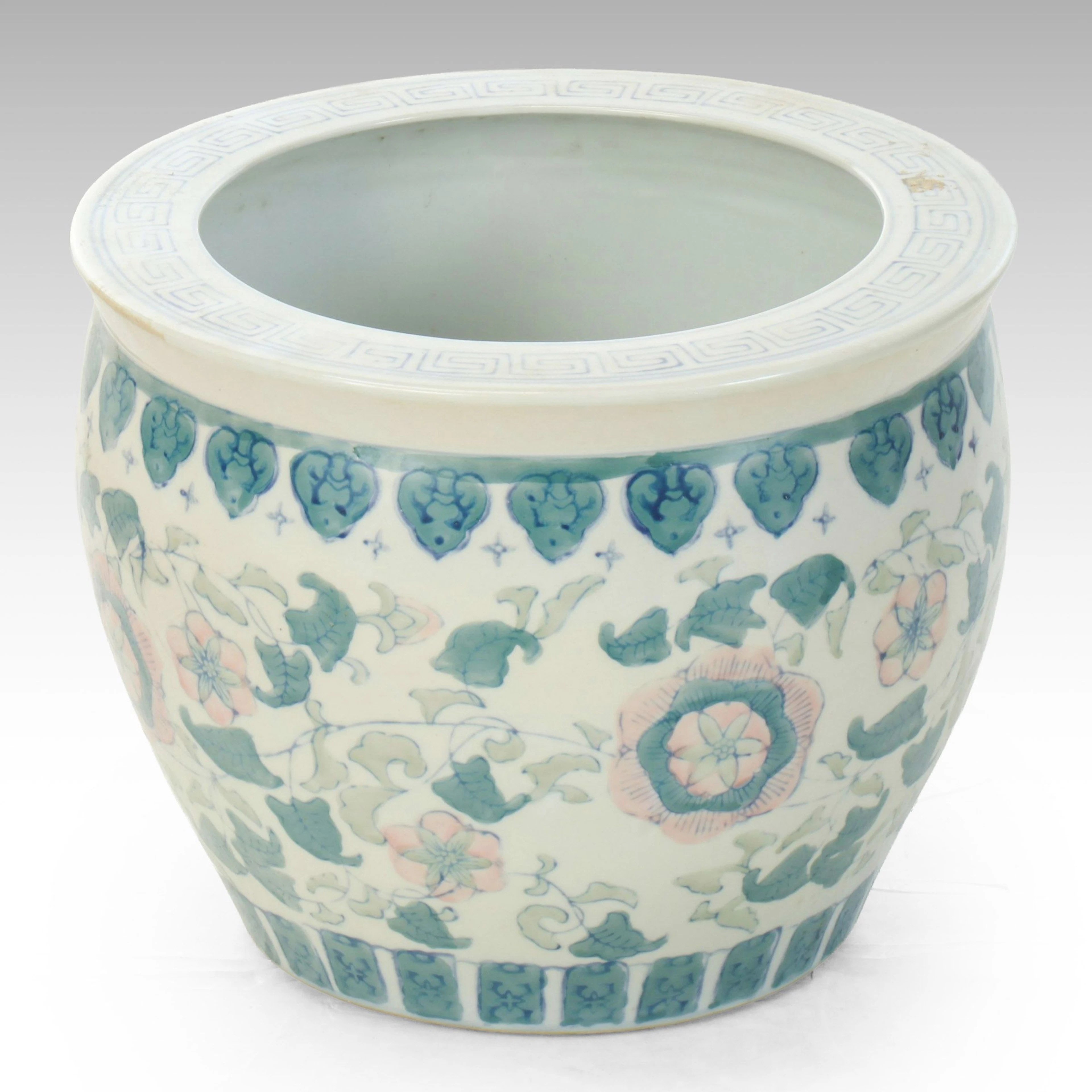 Chinese Floral Porcelain Fishbowl Planter