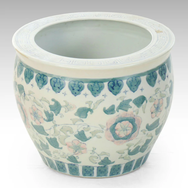 Chinese Floral Porcelain Fishbowl Planter