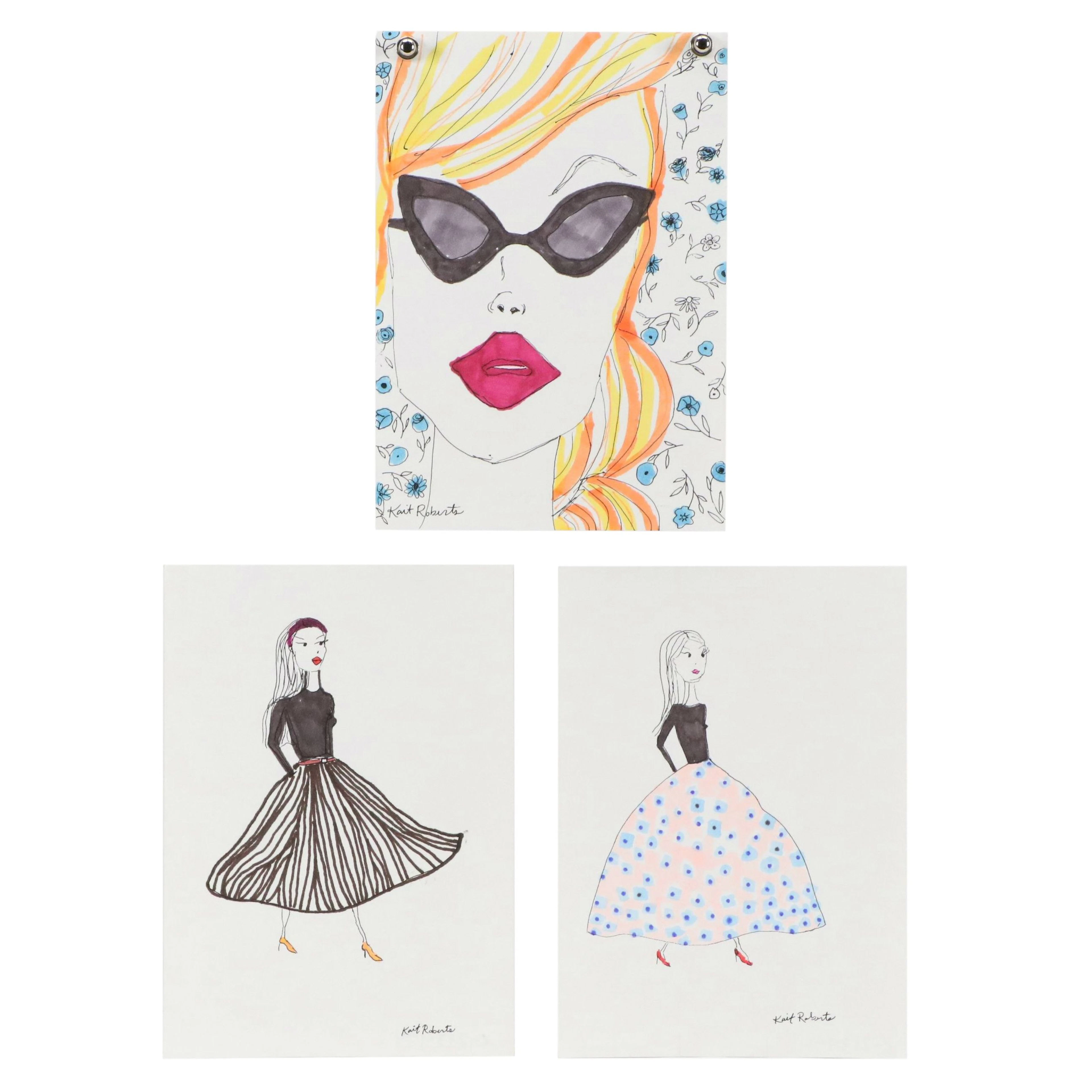 Kait Roberts Mixed Media Drawings "Lola Loves Flowers" and More, 2026