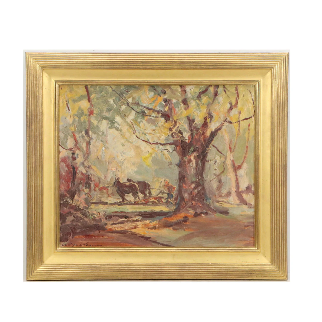 Georges LaChance Wooded Landscape Oil Painting, Late 20th Century