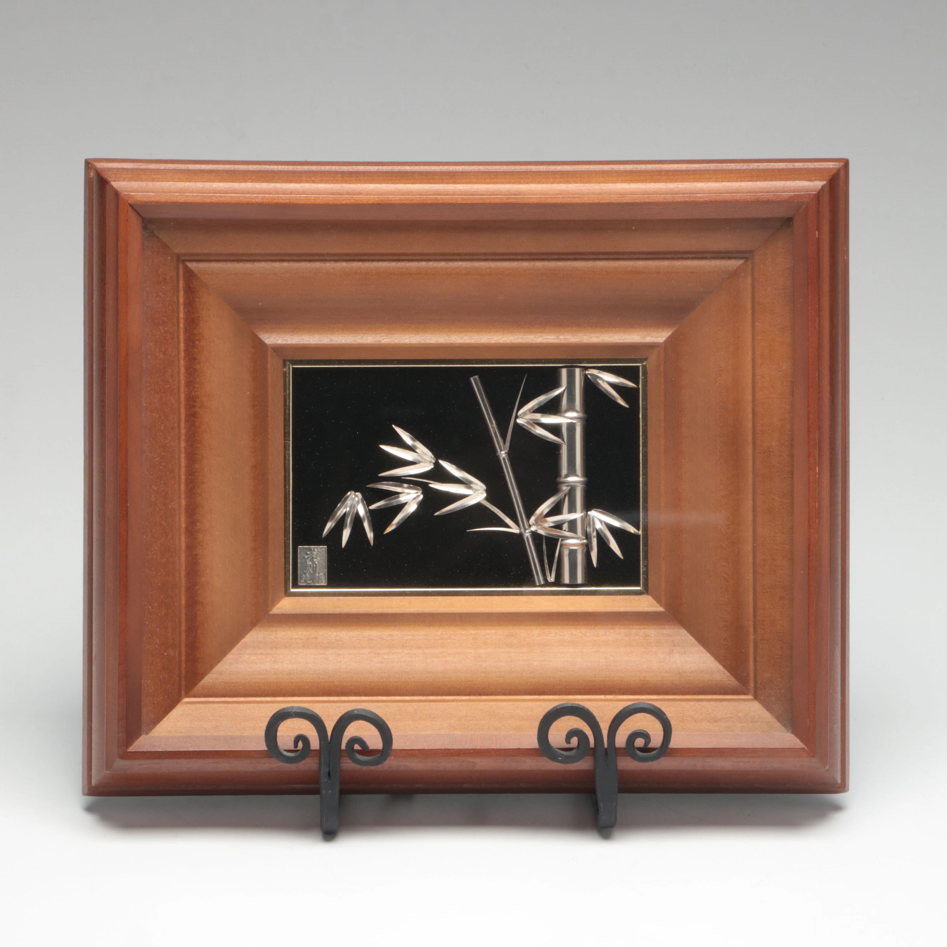 Japanese Mitsunori Silver Bamboo Plaque