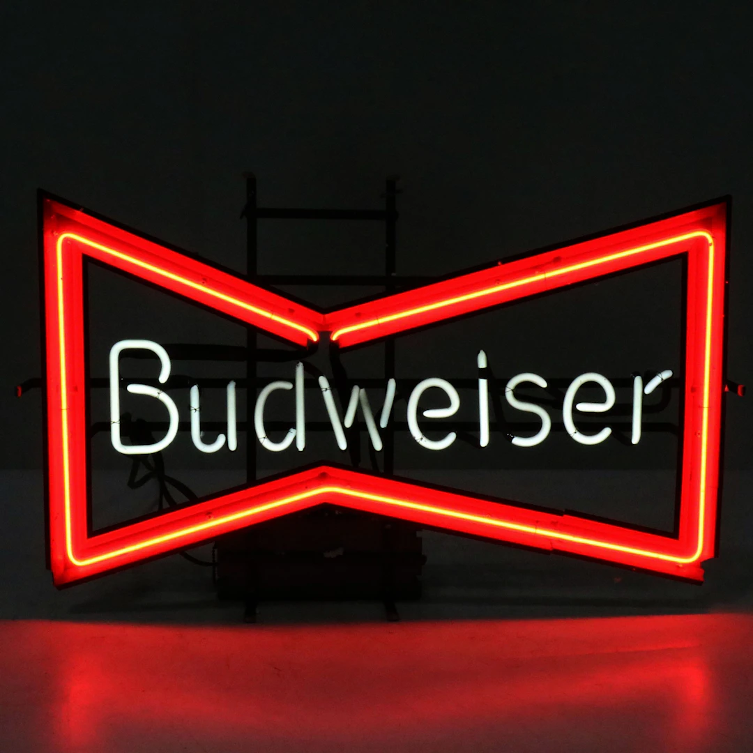 Budweiser Bowtie Advertising Neon Sign, 1970s–1980s