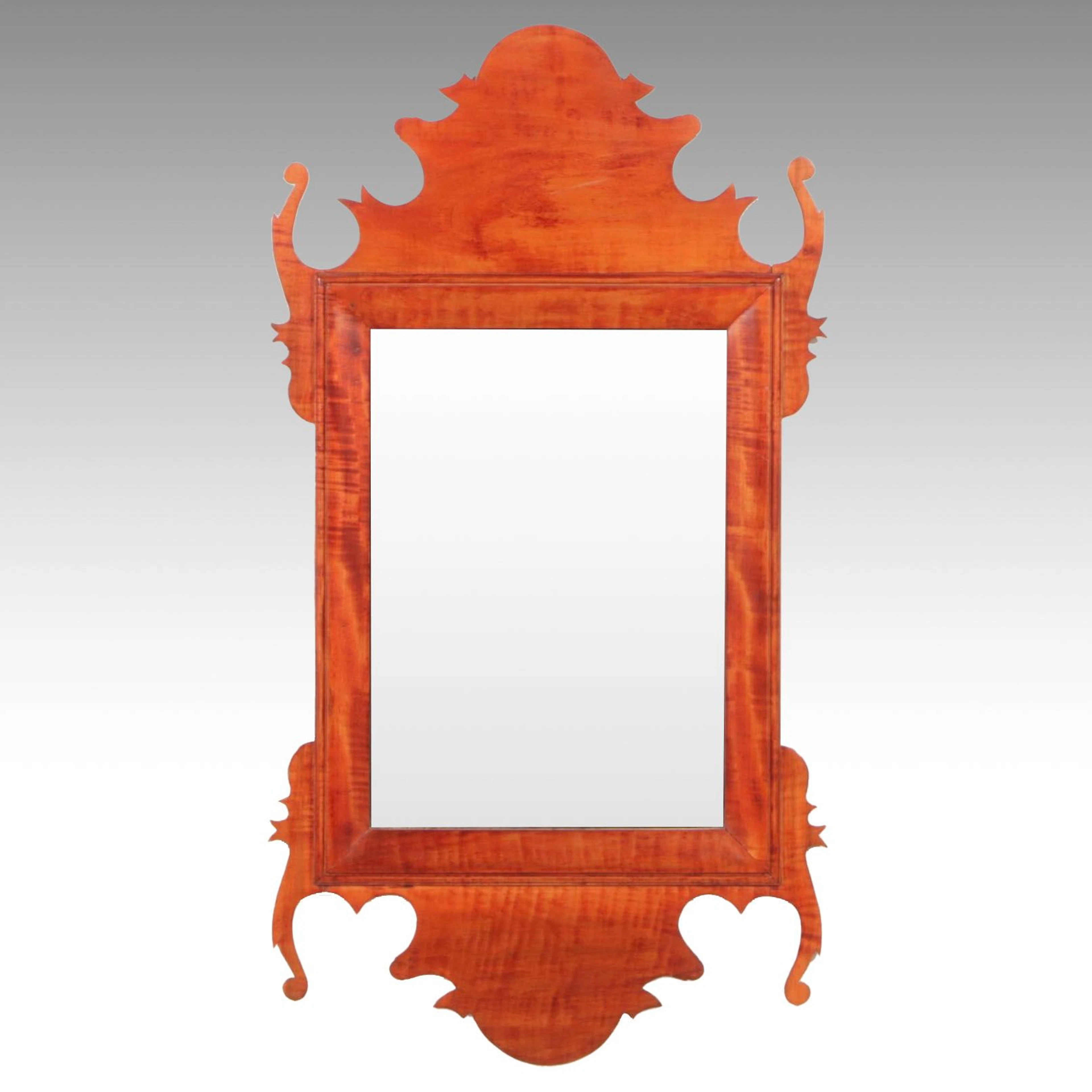 Colonial Revival Tiger Maple Wall Mirror, 1990s