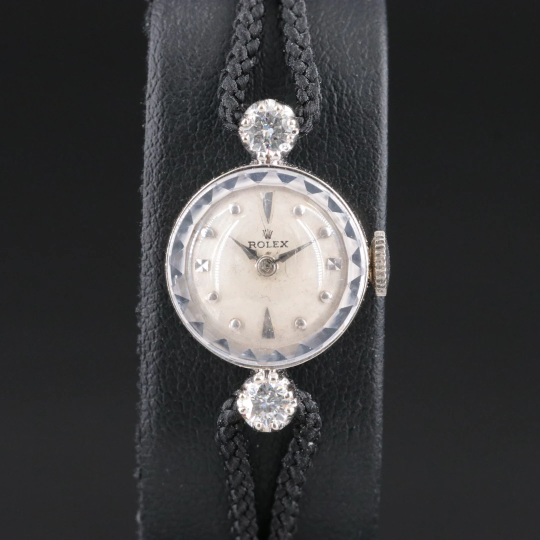 Vintage 14K Rolex Diamond Cocktail Stem Wind Cocktail Watch