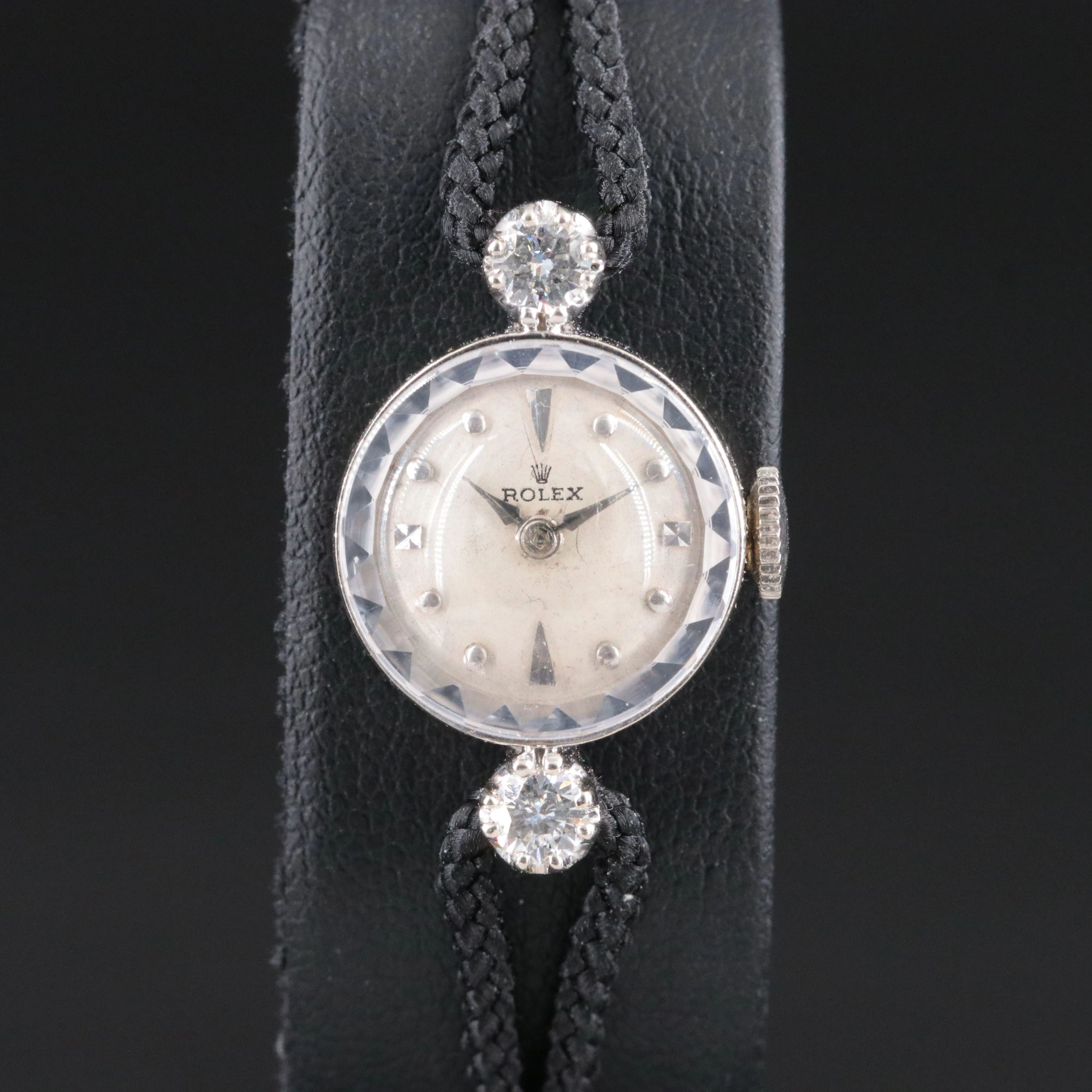 Vintage 14K Rolex Diamond Cocktail Stem Wind Cocktail Watch