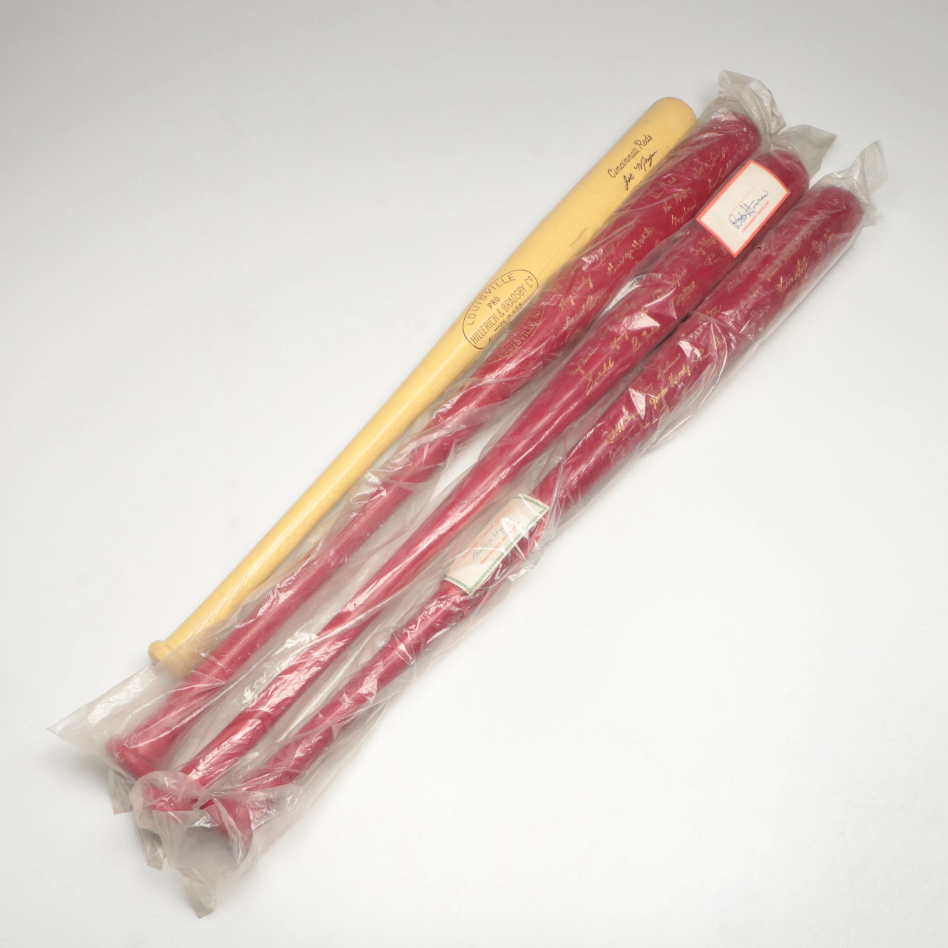 Cincinnati Reds 1975 and 1976 World Series Commemorative Bats with More