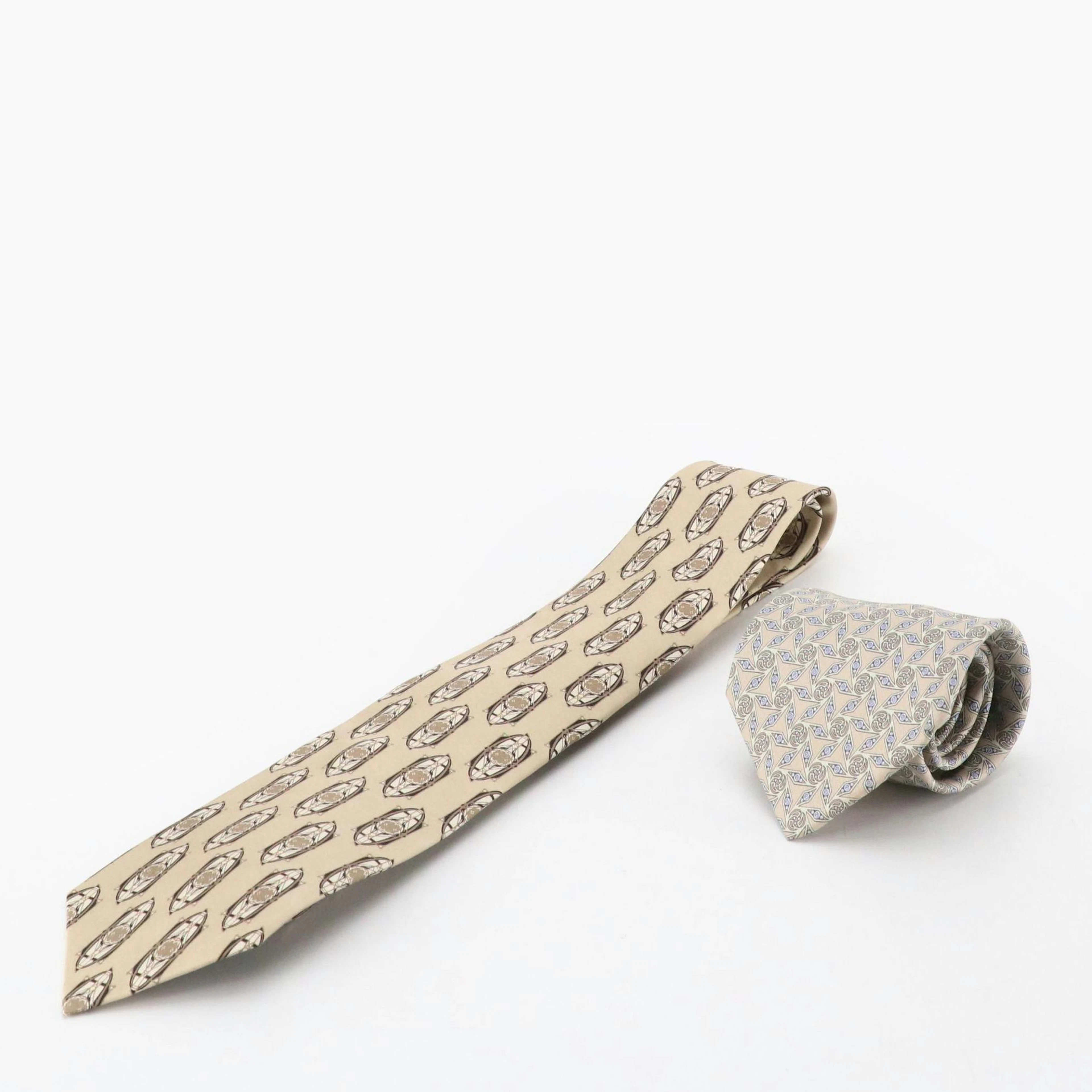 Hermès Silk Printed and Boxelder Chicago Architecture Foundation Silk Neckties