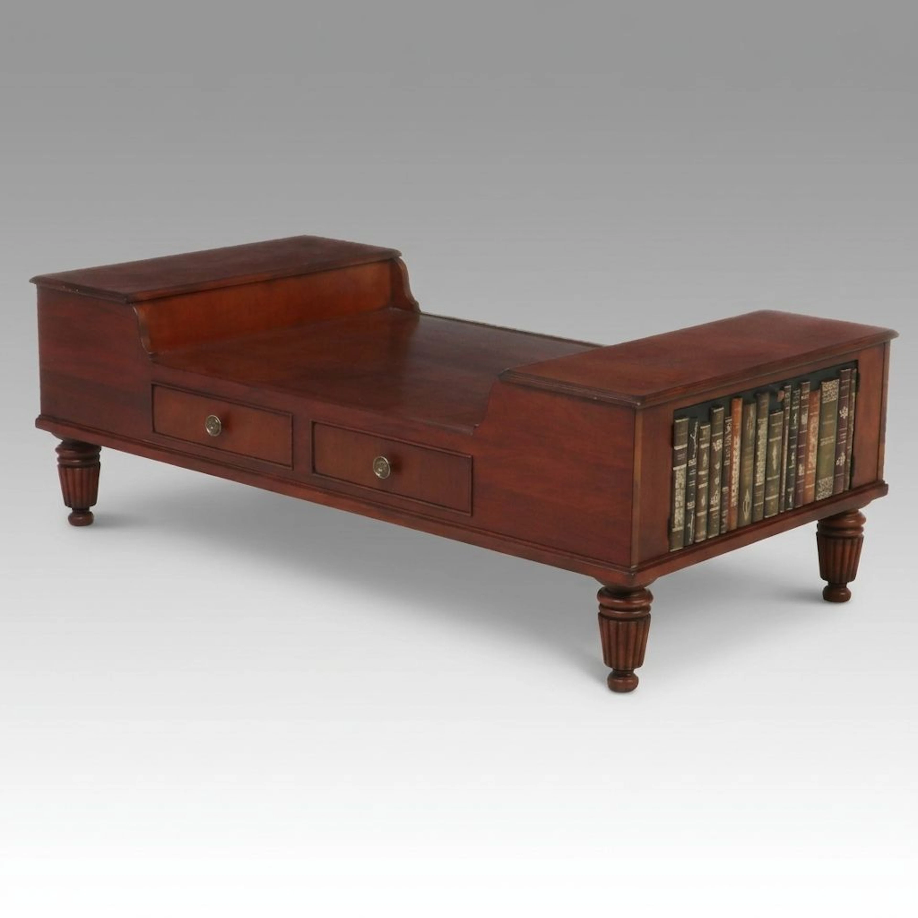 Drexel Heritage Mahogany Coffee Table with Trompe-l'œil Shelves