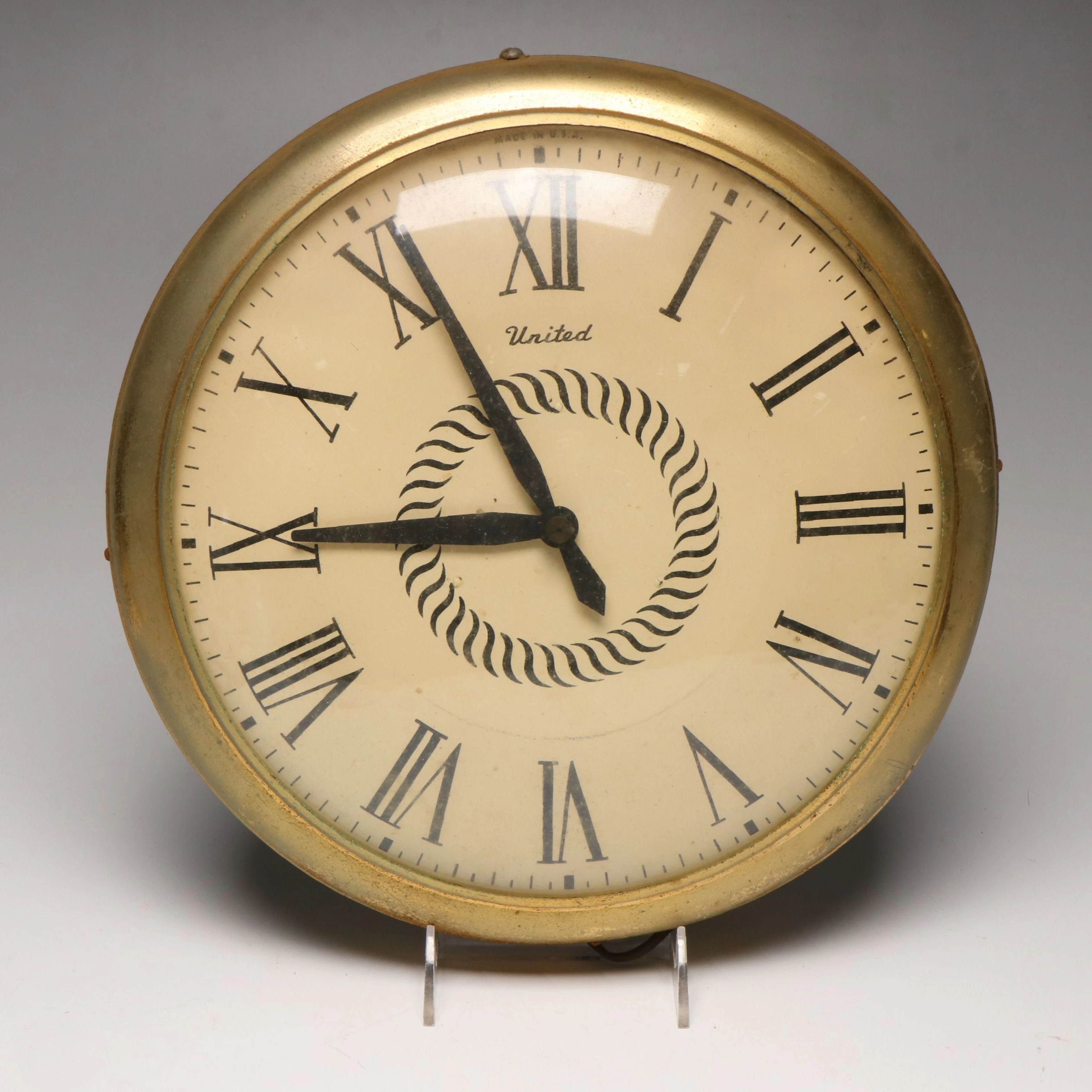 United Gilded Wall Clock, Early to Mid-20th Century