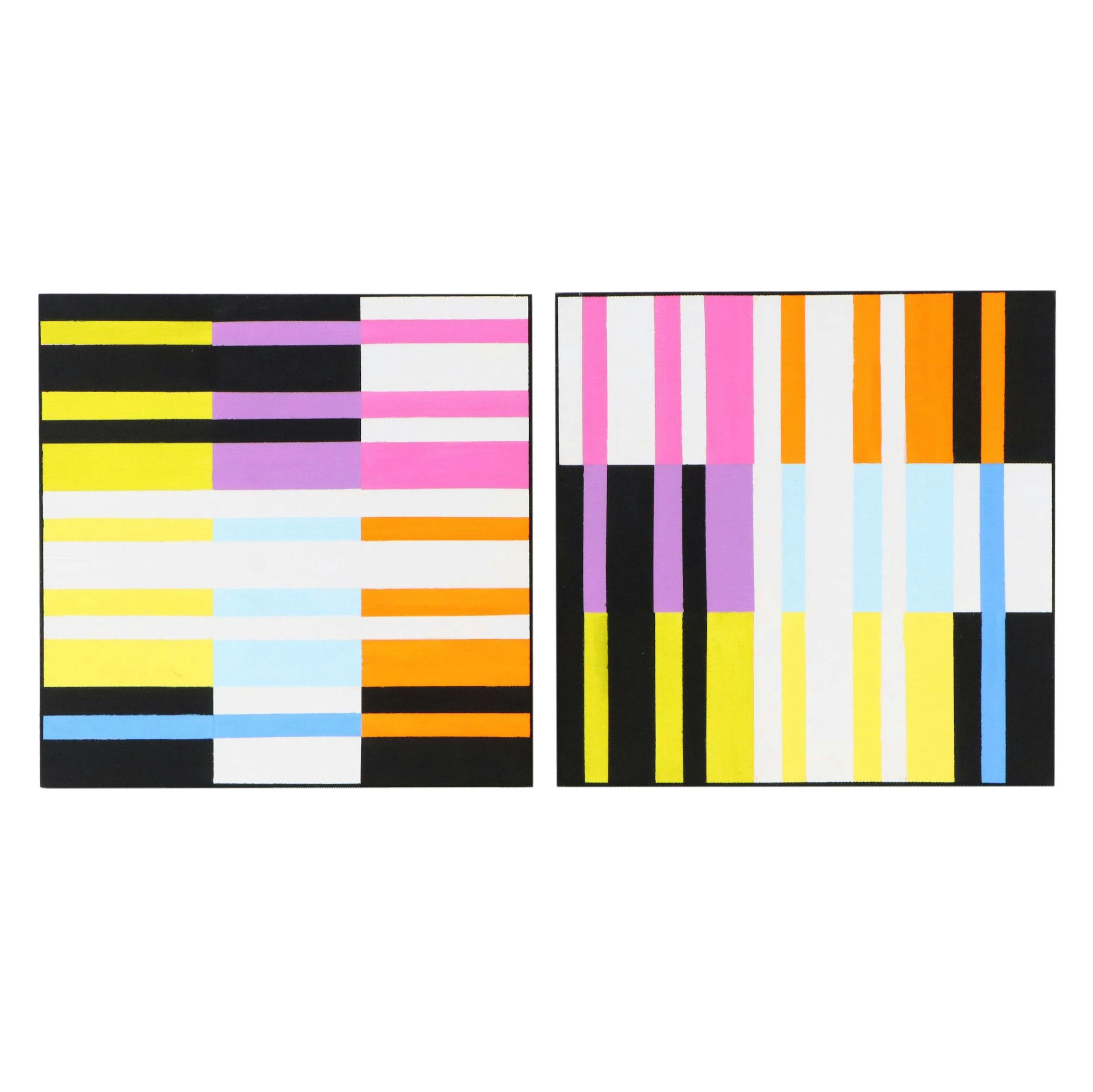 deSanto Op Art Acrylic Diptych Painting, 2026