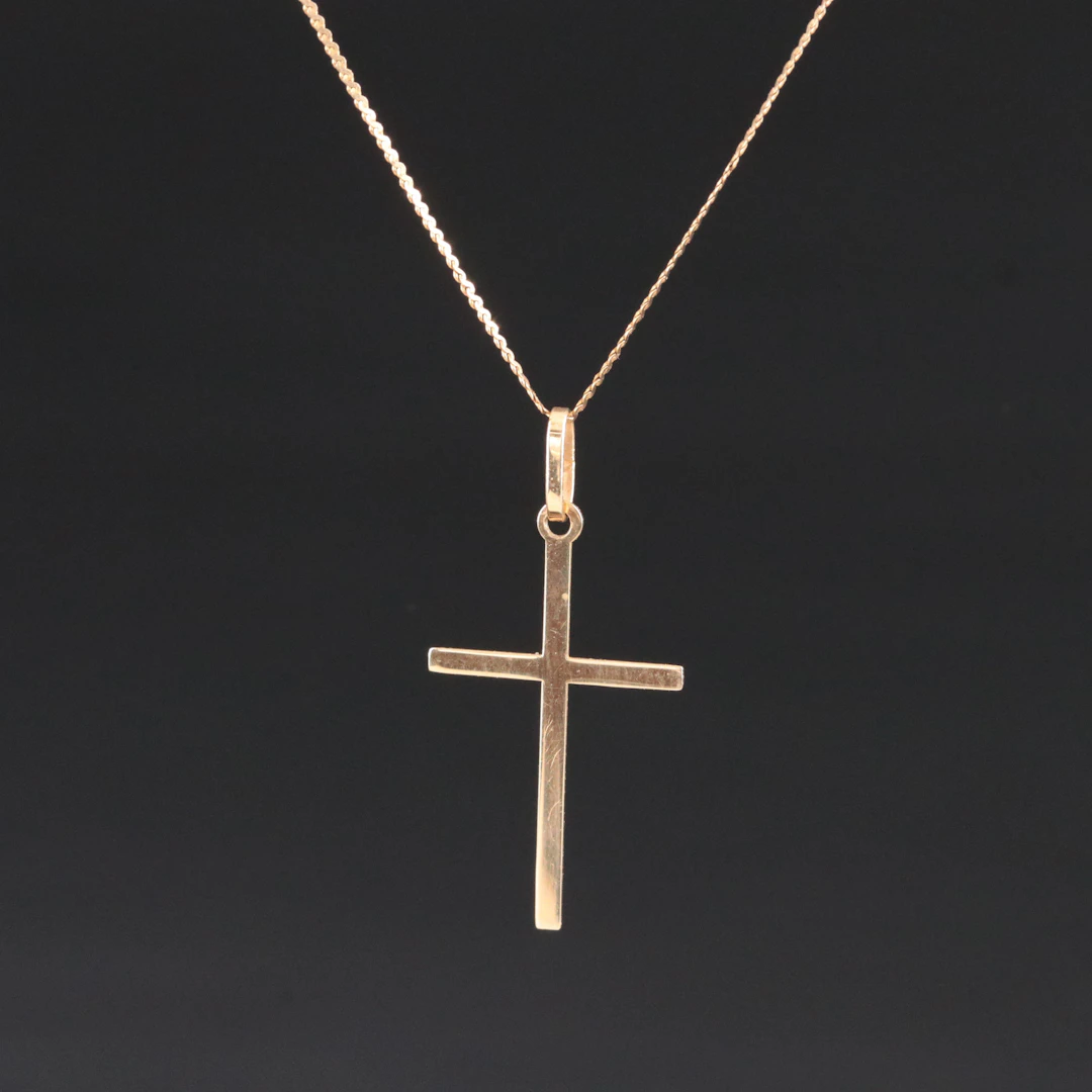 Italian 14K Cross Pendant Necklace