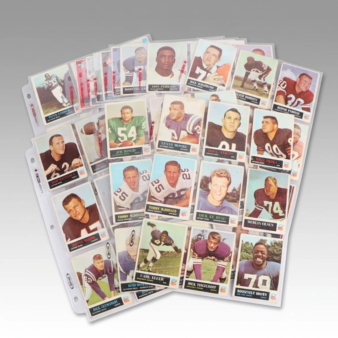 1965 Philadelphia Football Cards with Mike Ditka, Lenny Moore, and Dick LeBeau