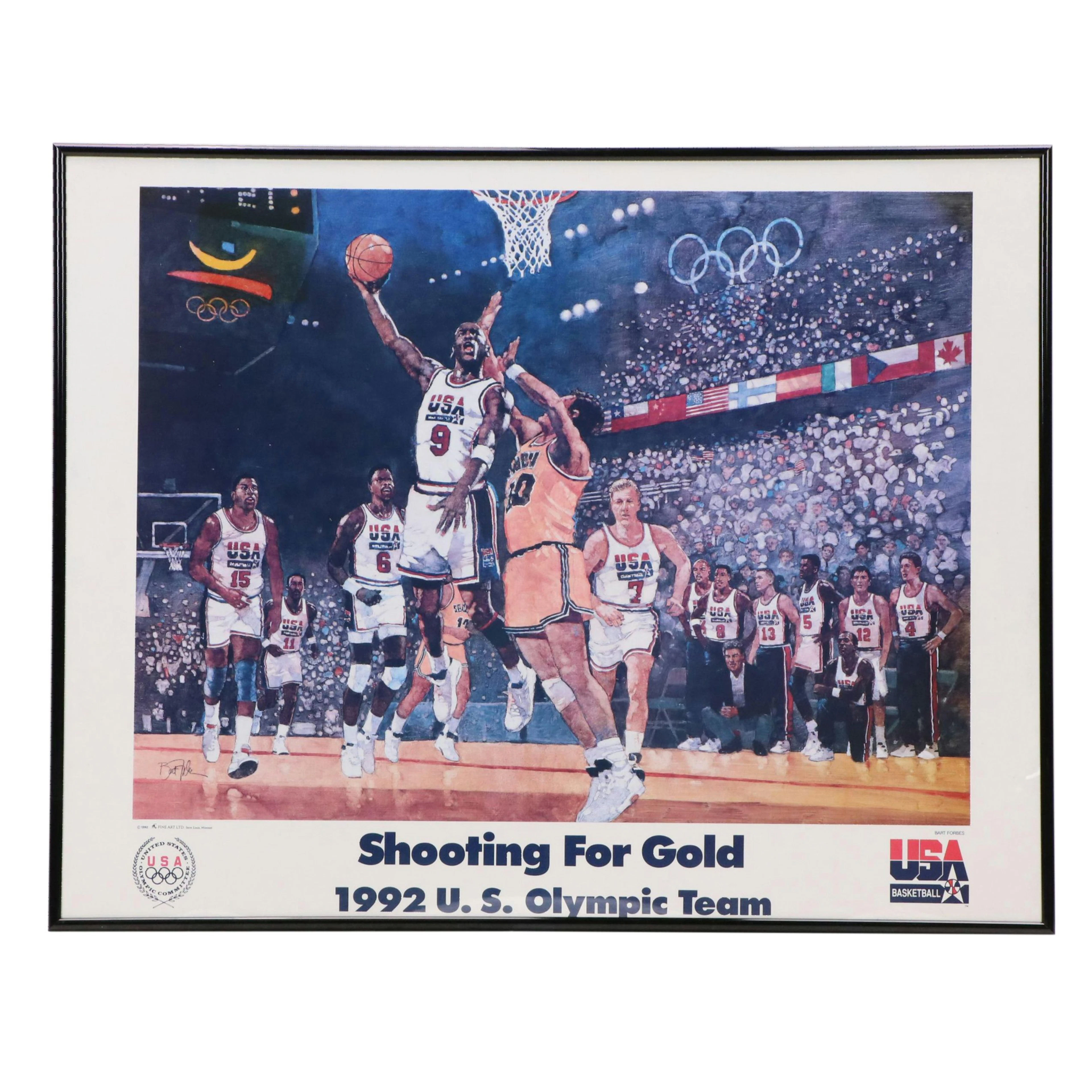 Michael Jordan "Shooting for Gold" 1992 U.S. Olympic Team Basketball Print