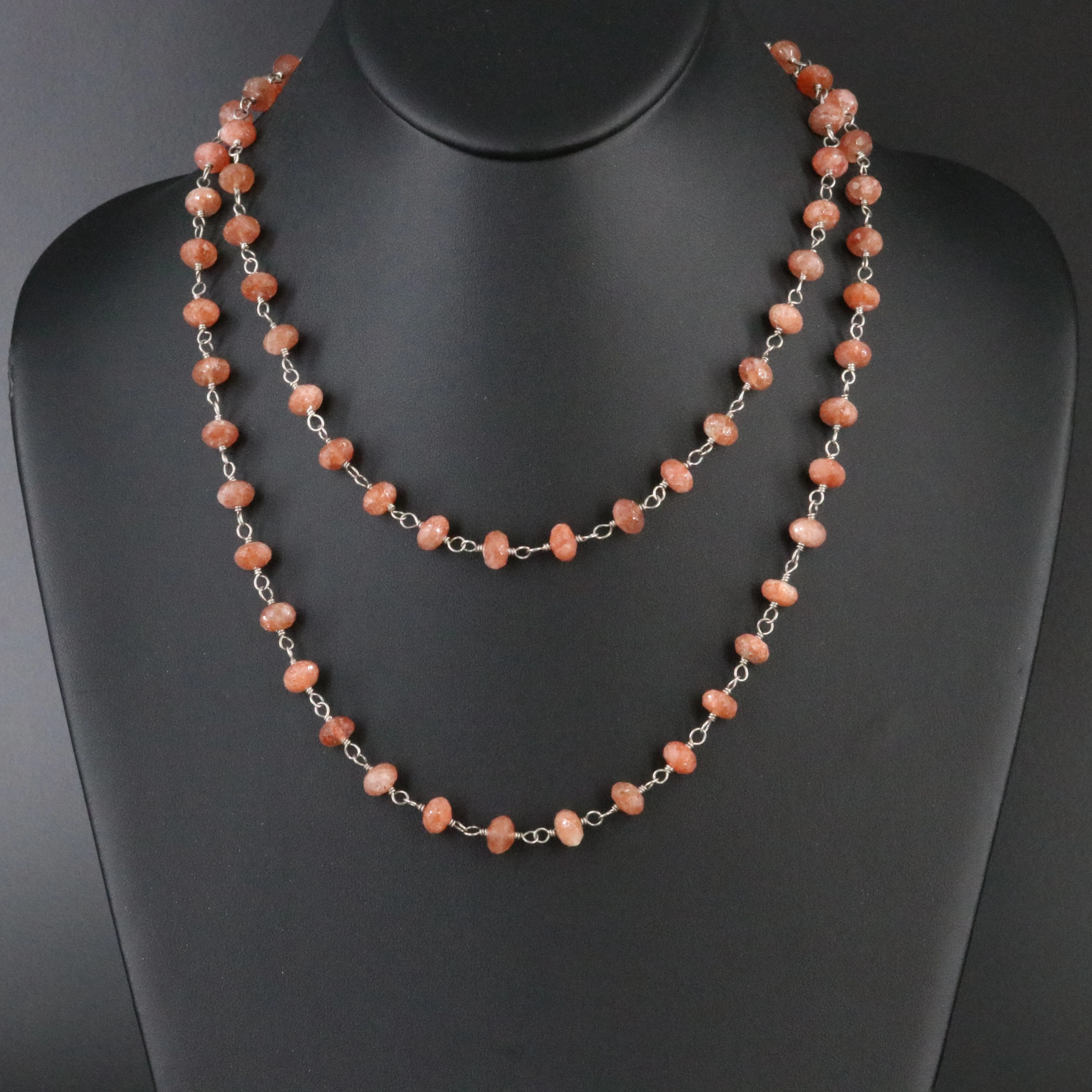 Sheryl Lowe Sterling Sunstone Necklace with Diamond Clasp