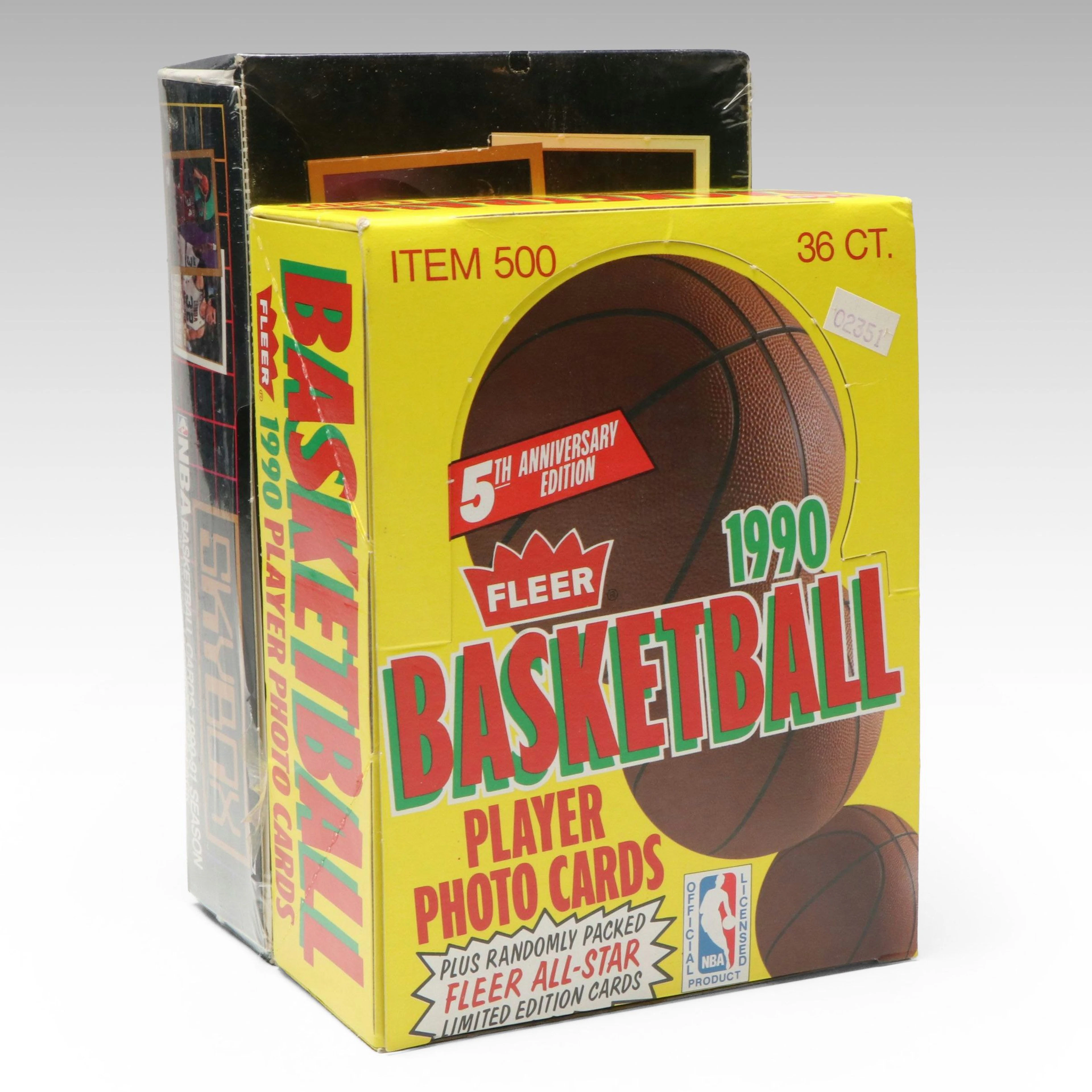 1990 Skybox and 1990 Fleer Basketball Card Wax Pack Boxes
