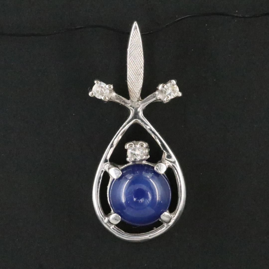 Vintage 14K Star Sapphire and Diamond Pendant