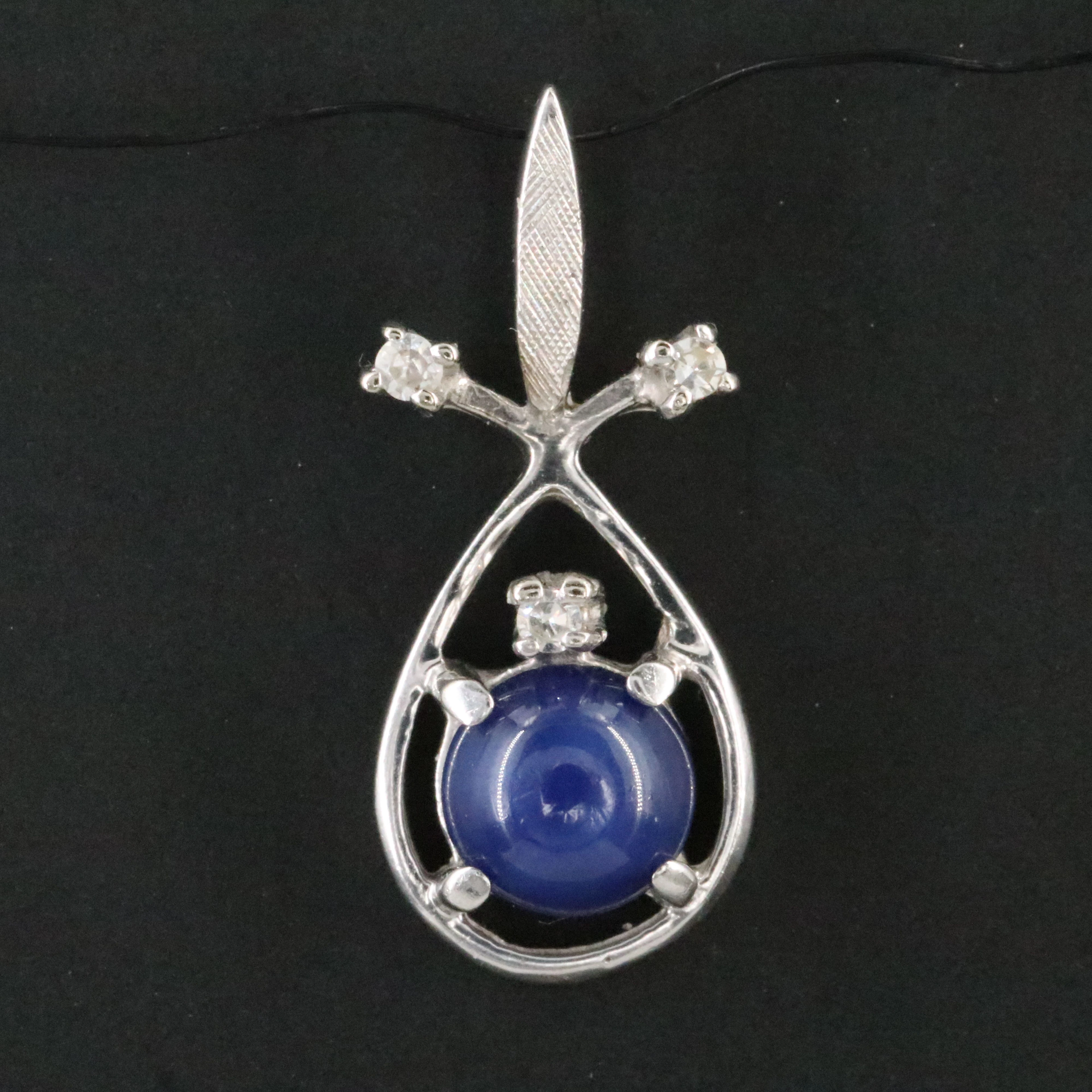 Vintage 14K Star Sapphire and Diamond Pendant