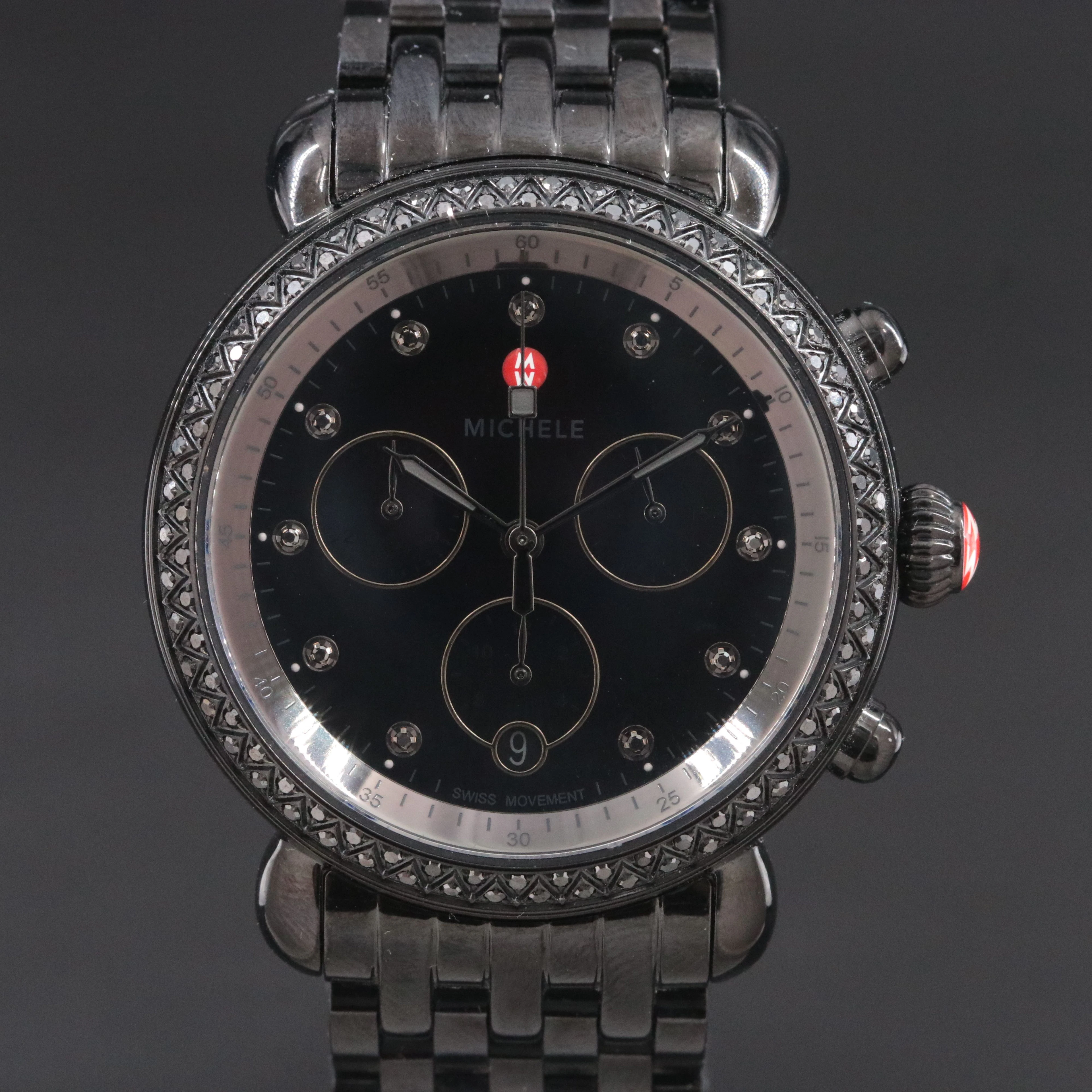 Michele CSX Chronograph "Noir" All Black Diamond Watch