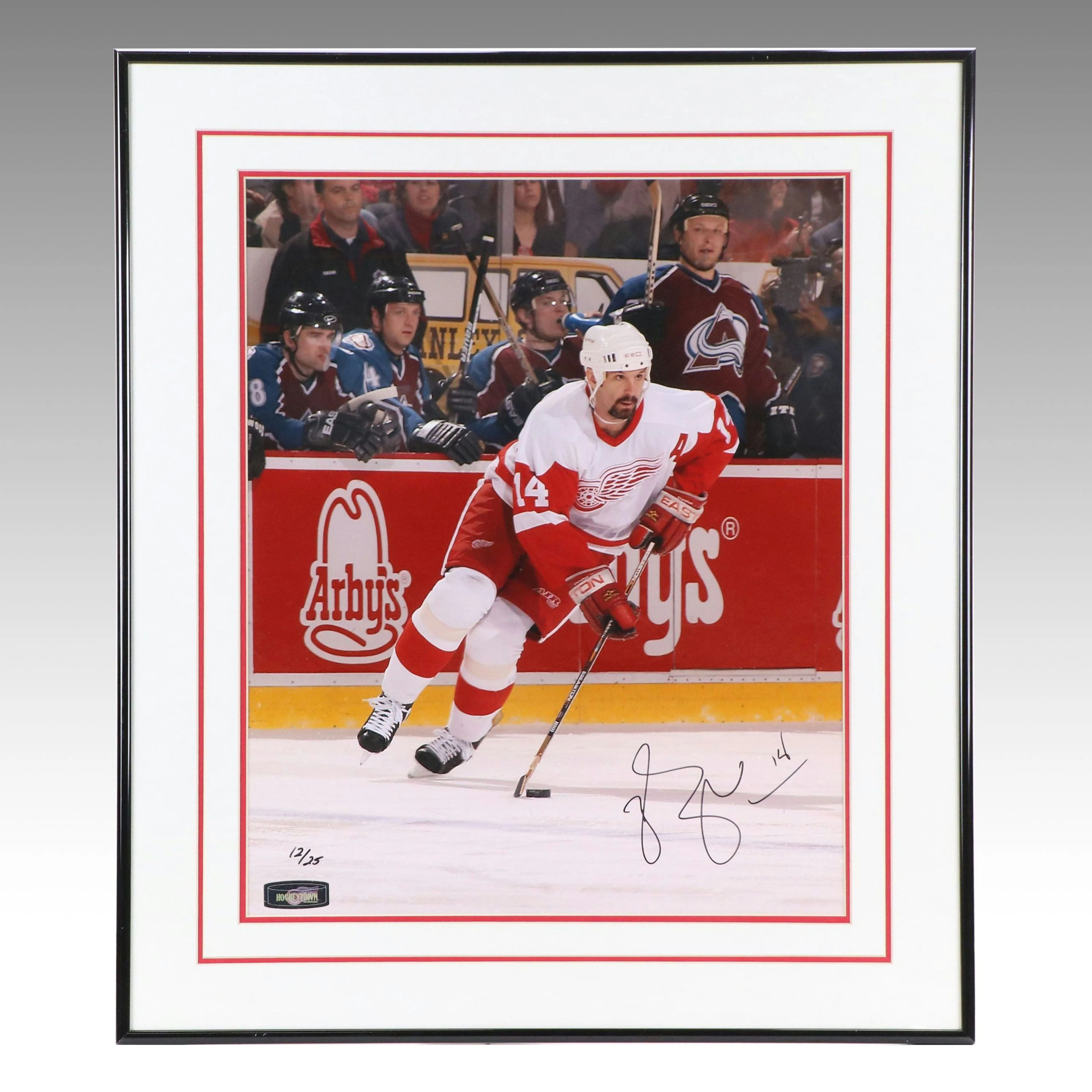 Brendan Shanahan Signed Detroit Red Wings Hockey Print in Matted Frame