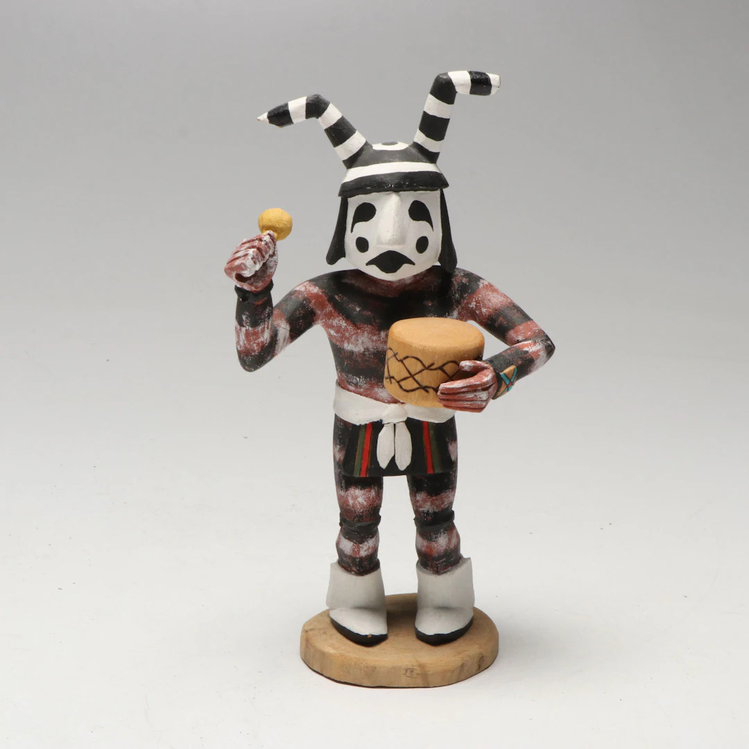 Larry David Hopi "Hano" Hand-Carved Cottonwood Clown Kachina