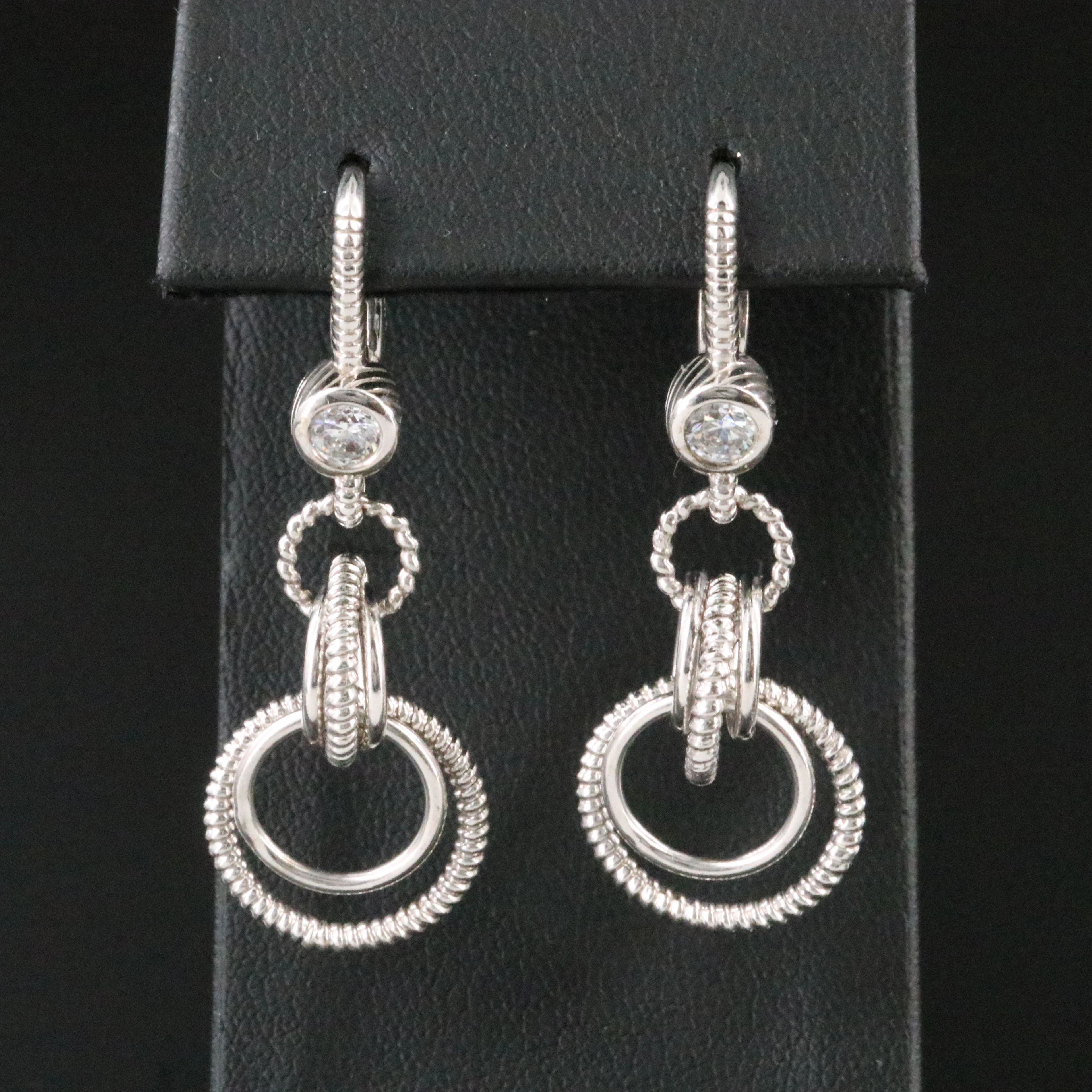 Judith Ripka Sterling CZ Drop Earrings