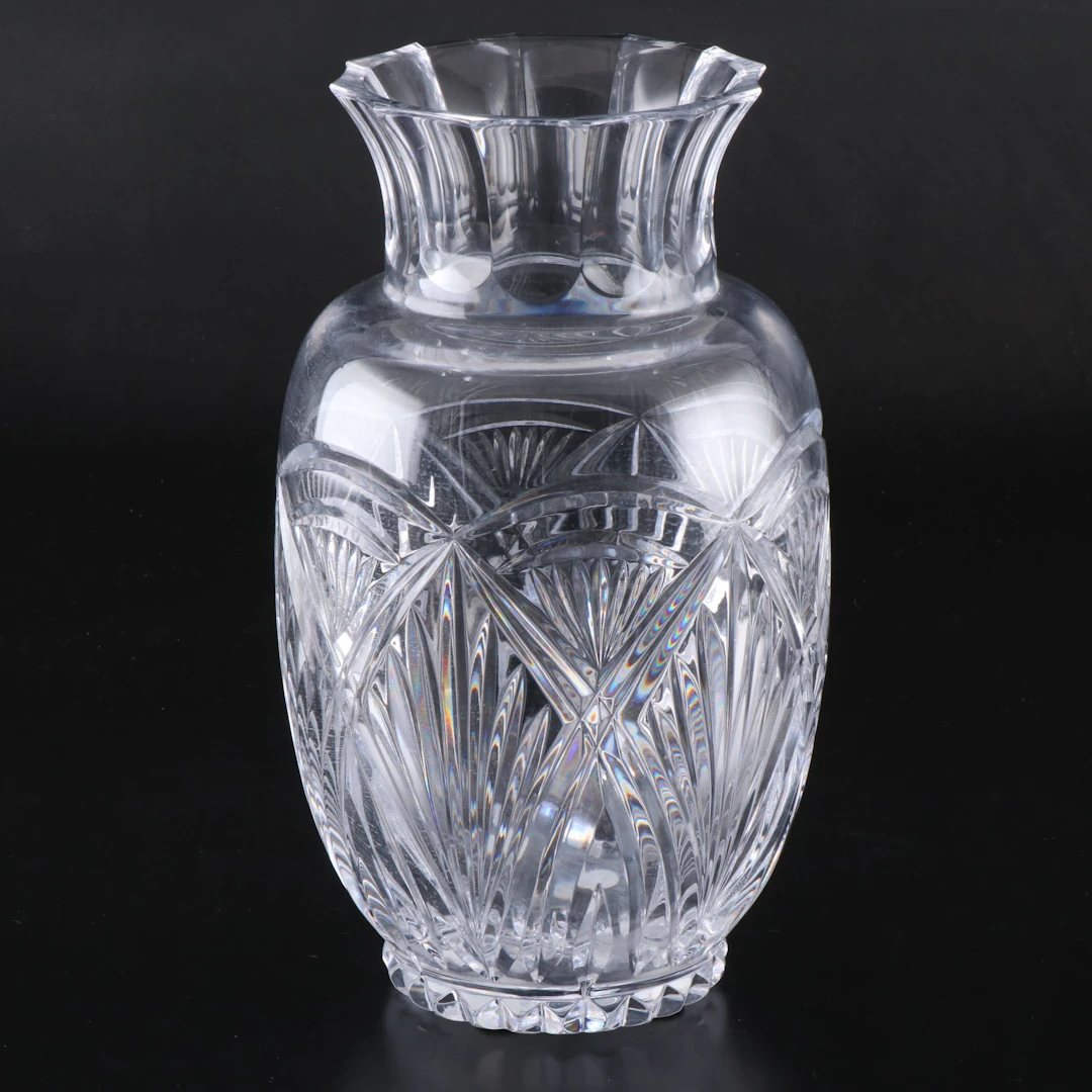 Rogaska Style Fan Cut Crystal Vase