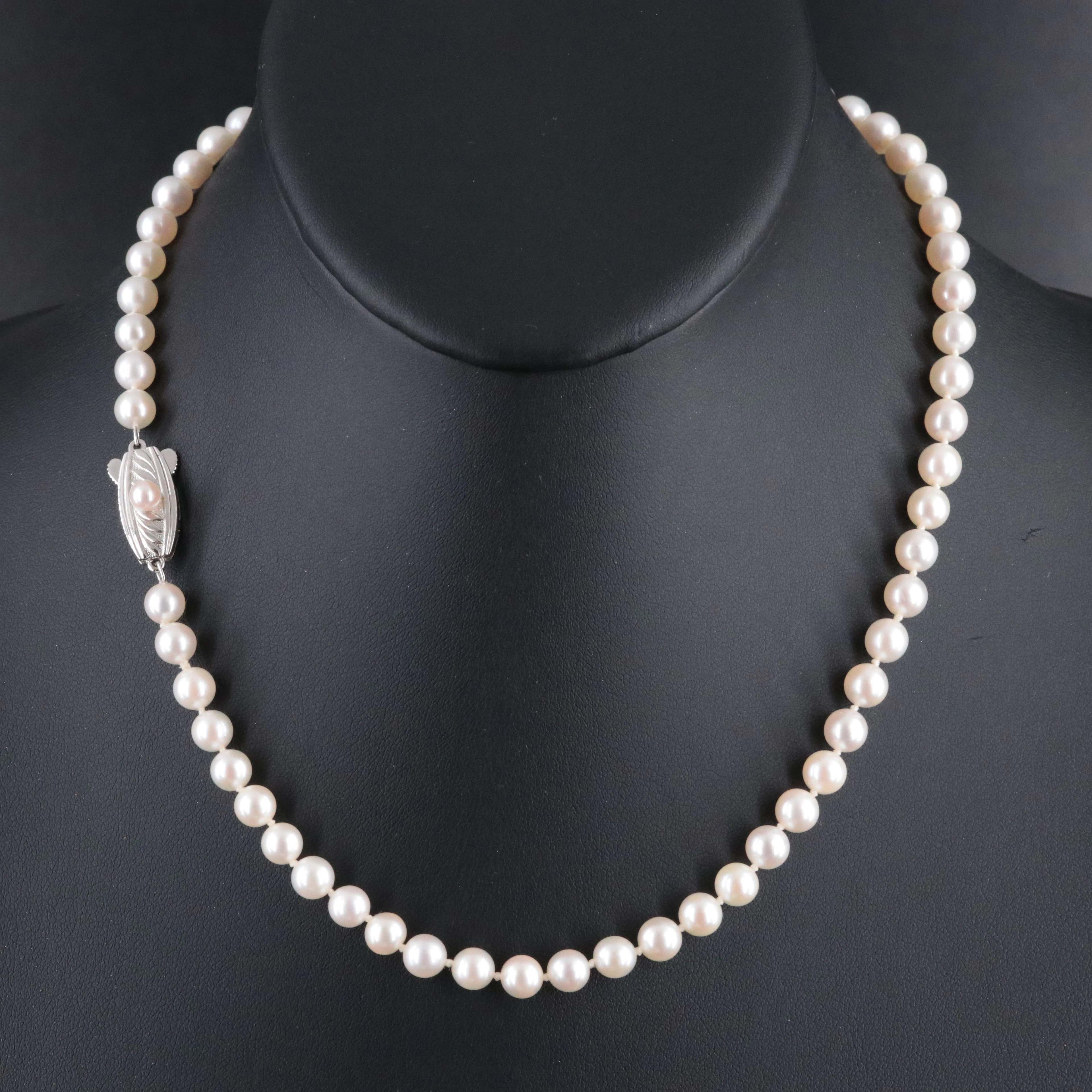 Mikimoto Pearl Choker Length Necklace with a Sterling Clasp