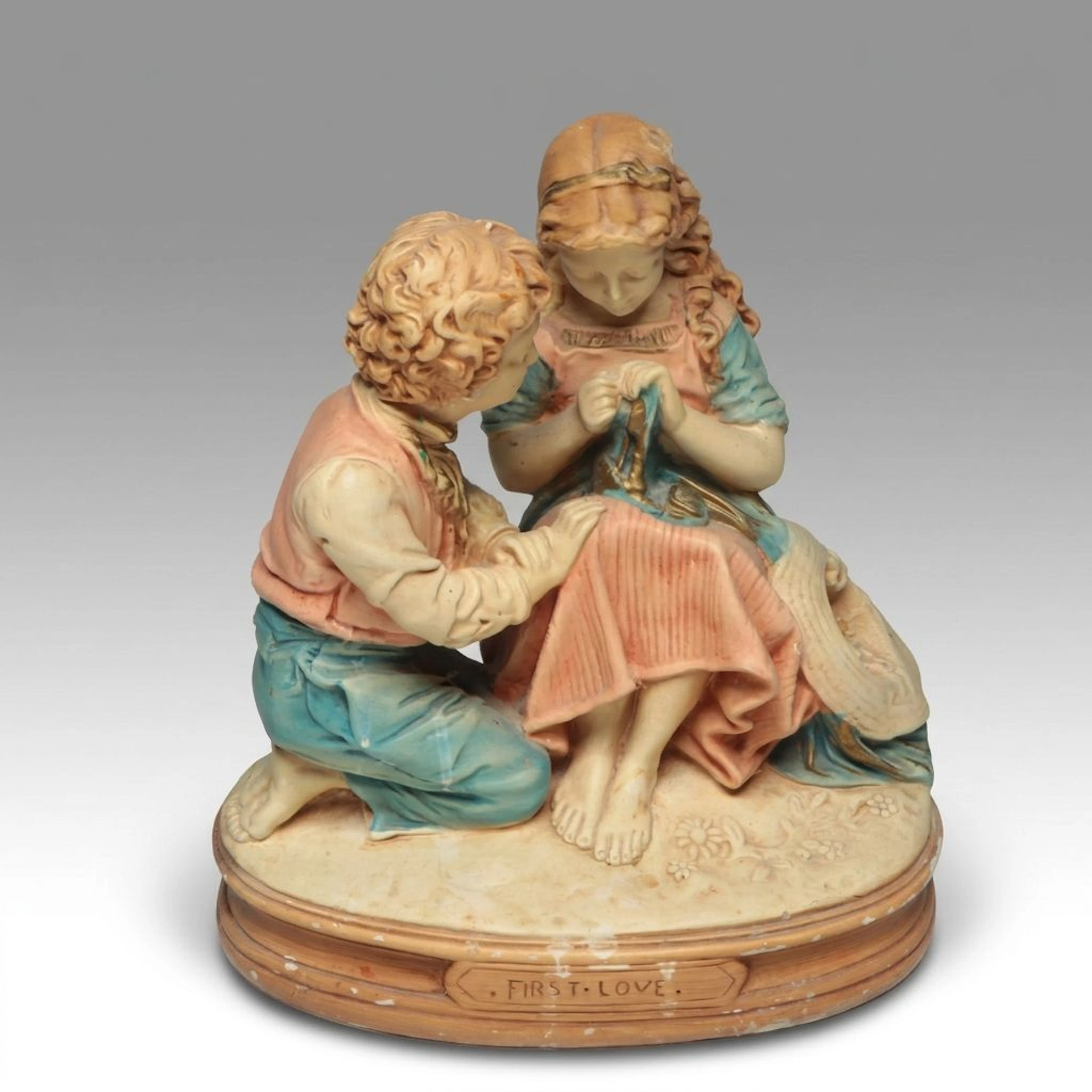 Capodimonte Style "First Love" Bisque Figurine, Late 20th Century