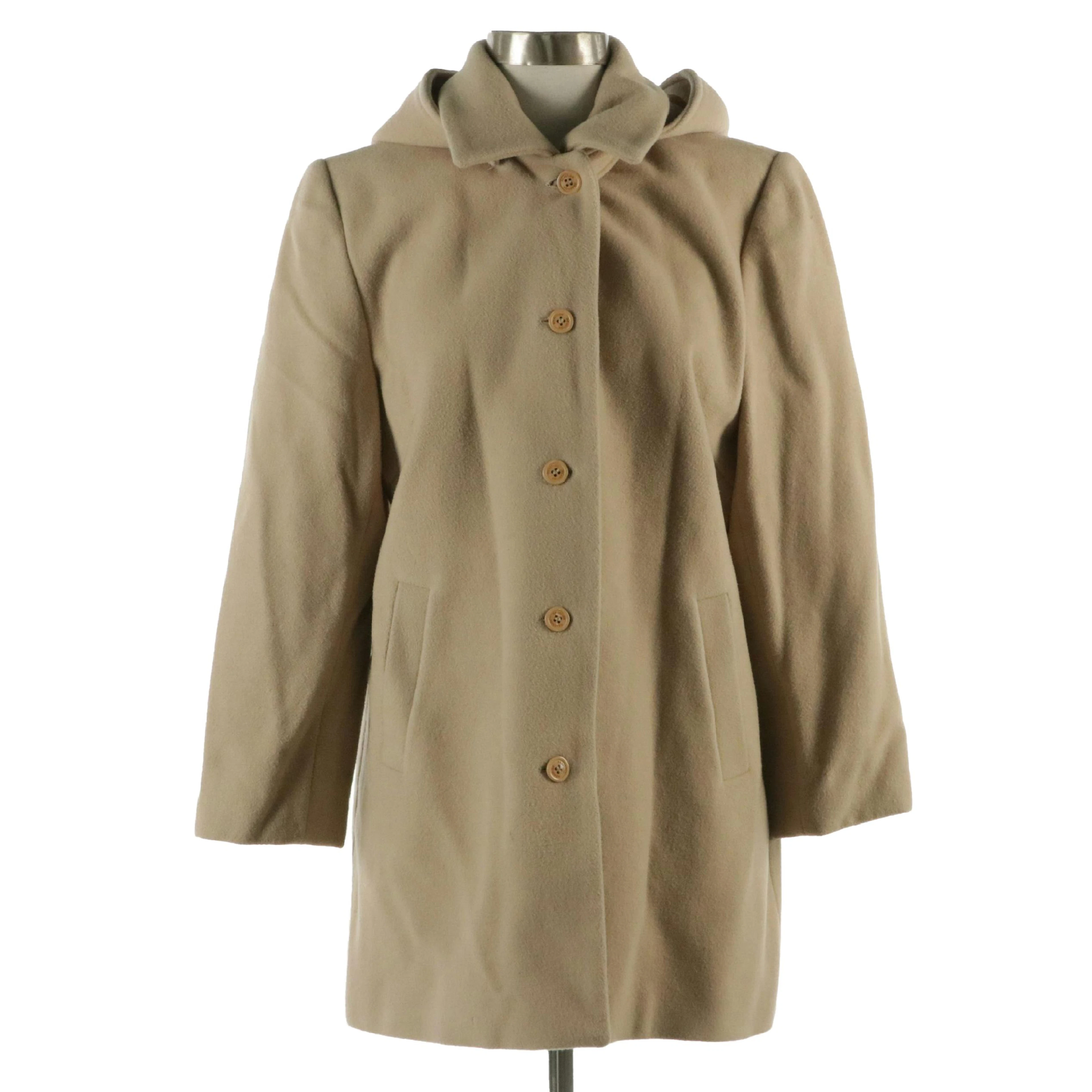 Reaction Kenneth Cole Beige Wool Hooded Button-Front Jacket