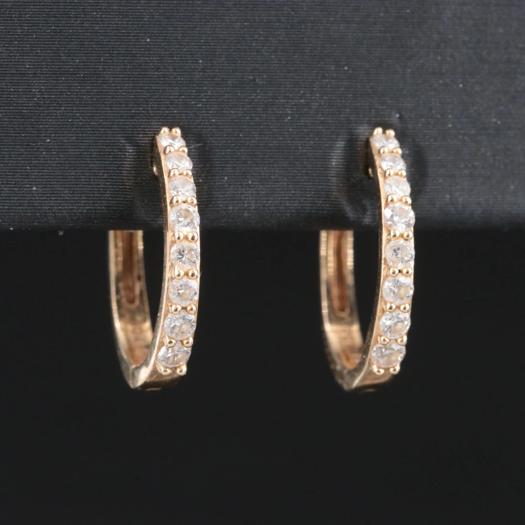 10K 0.33 CTW Diamond Huggie Hoop Earrings