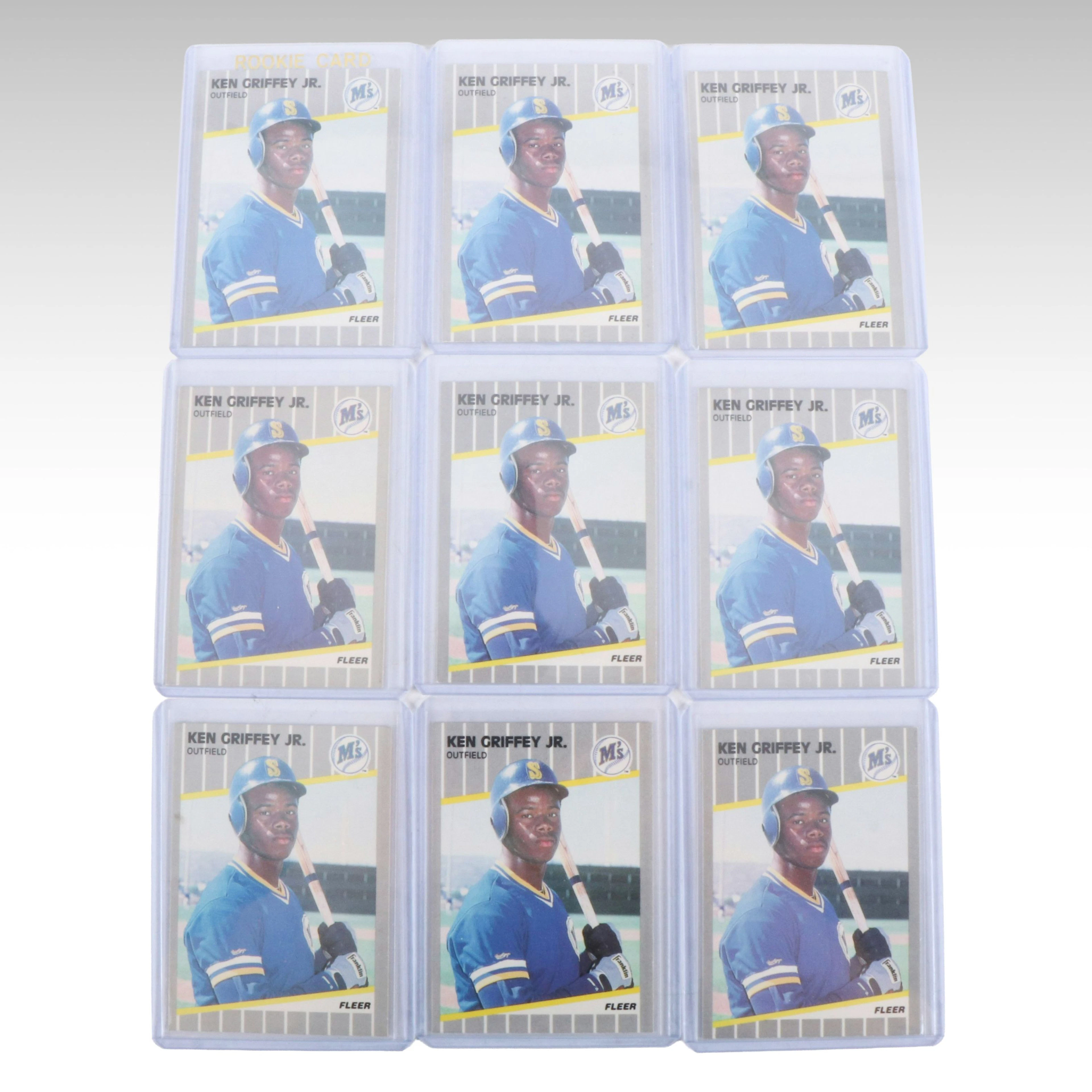 Nine 1989 Fleer Ken Griffey Jr. Seattle Mariners Rookie Baseball Cards