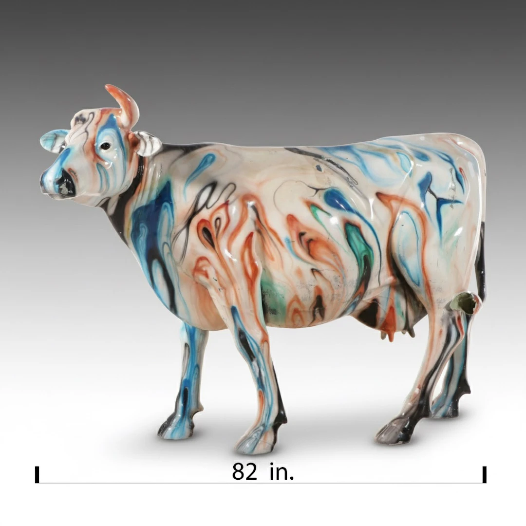 Cow Parade Style Pop Art Painted Fiberglass Statue, 21st Century