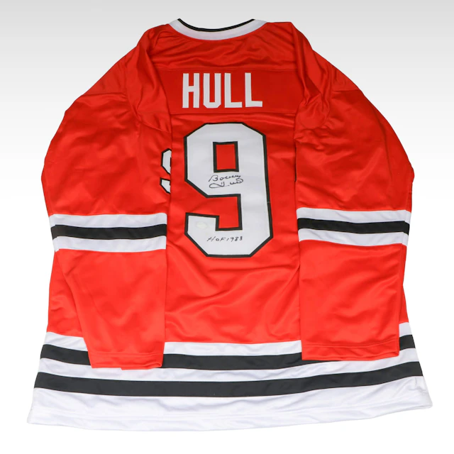 Bobby Hull Signed “HOF 1983” Chicago Blackhawks Hockey Jersey