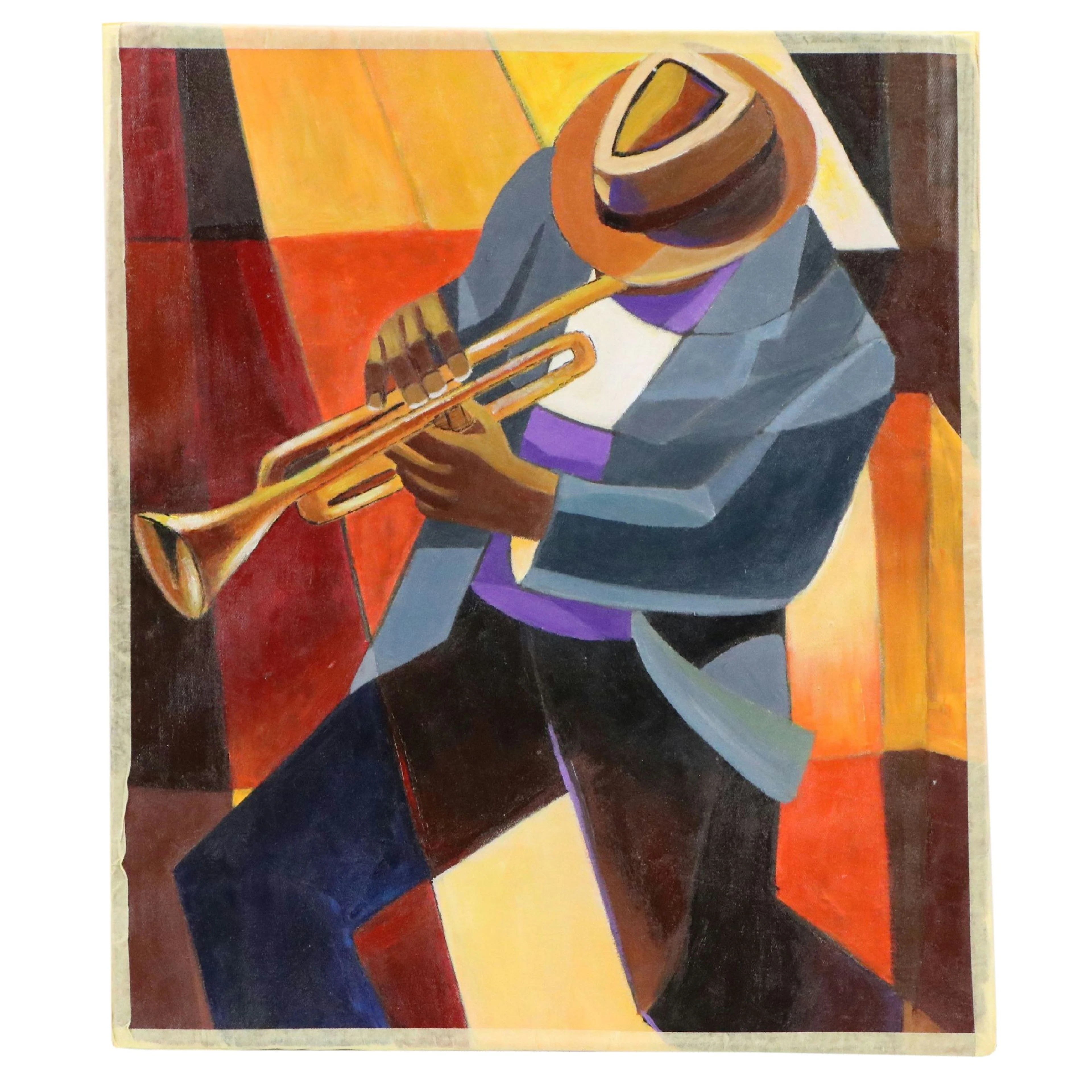 Oluwakemi Omowaire Acrylic Painting "Trumpeter," 21st Century