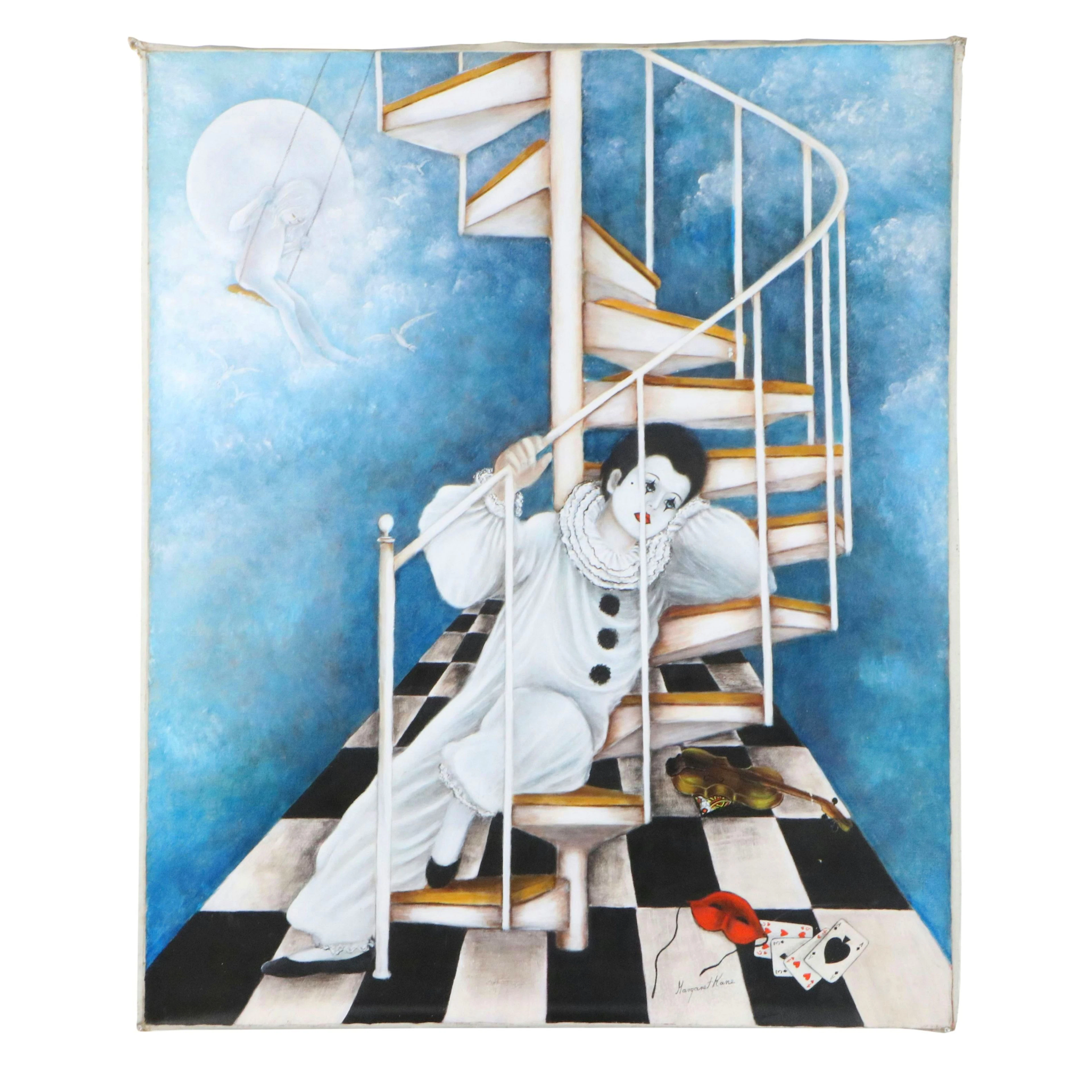 Margaret Kane Surreal Oil Painting of Dreaming Clown