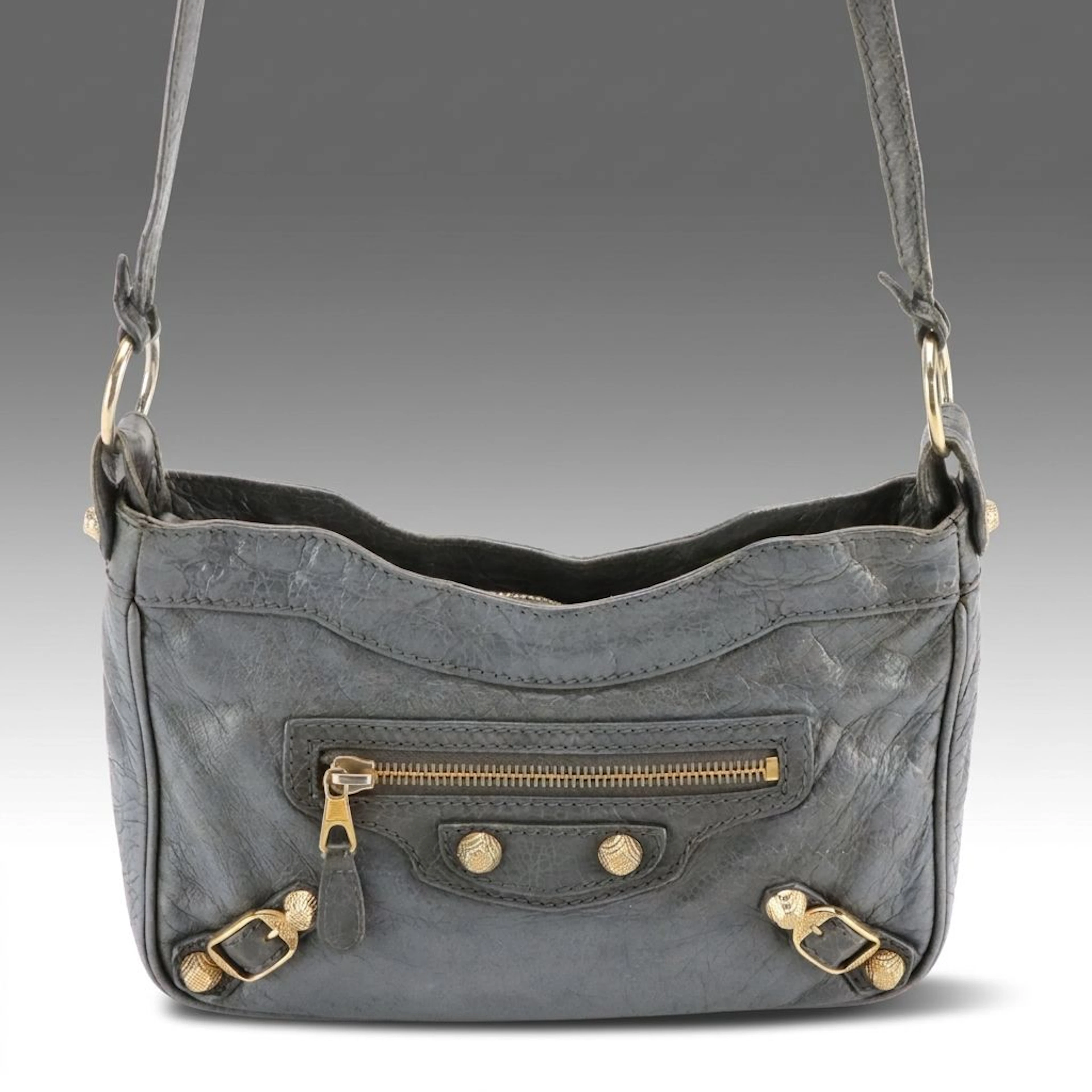 Balenciaga "Giant 12" Hip Crossbody Bag in Gris Fossile Agneau Leather