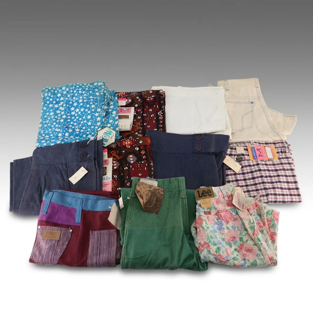 Vintage Deadstock Maverick, Lee, and Other Patterned Bell-Bottom Jeans