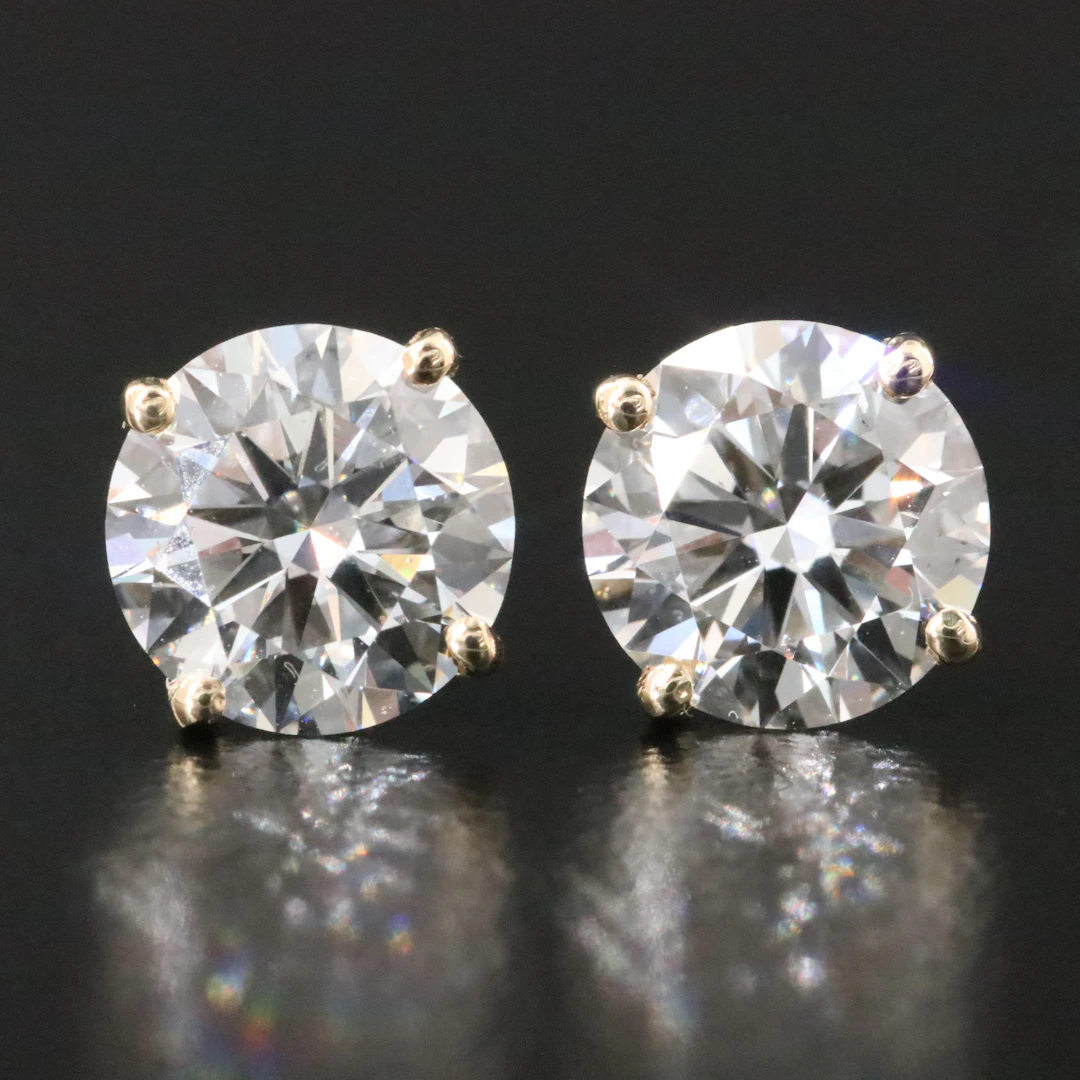 14K 3.00 CTW Lab Grown Diamond Solitaire Earrings with IGI Reports