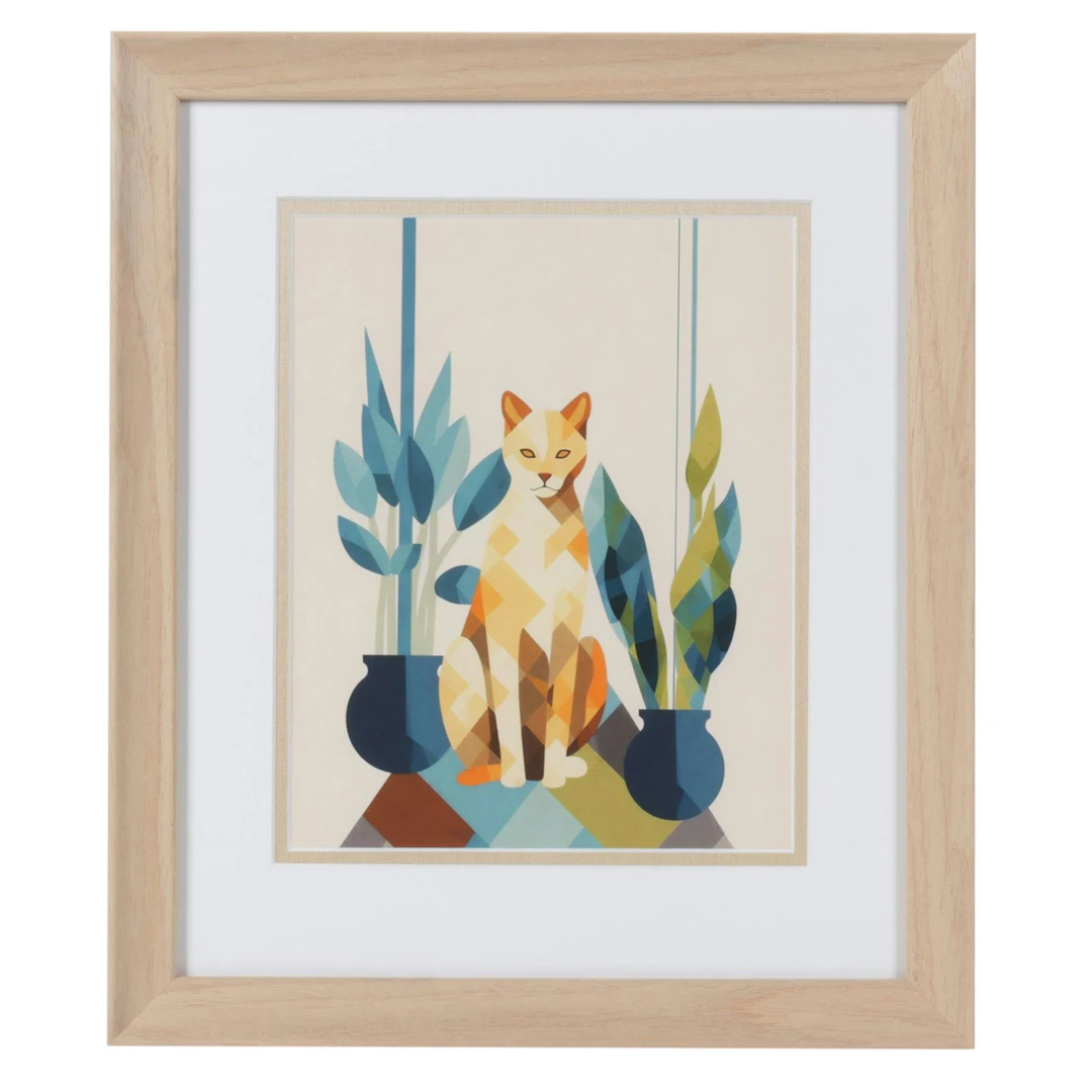 Geometric Abstract Print "Boho Cats I"