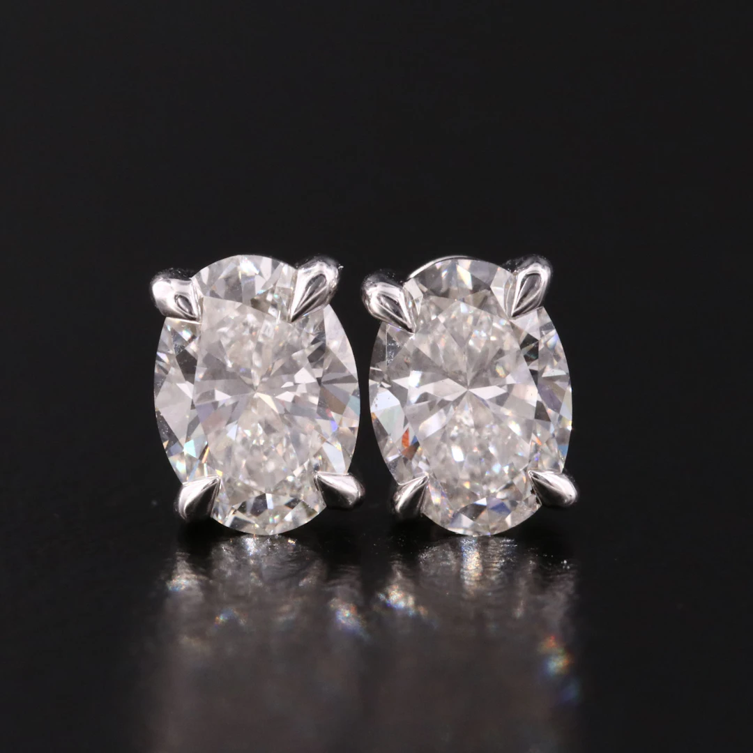 Sterling 2.00 CTW Lab Grown Diamond Solitaire Earrings with IGI Report