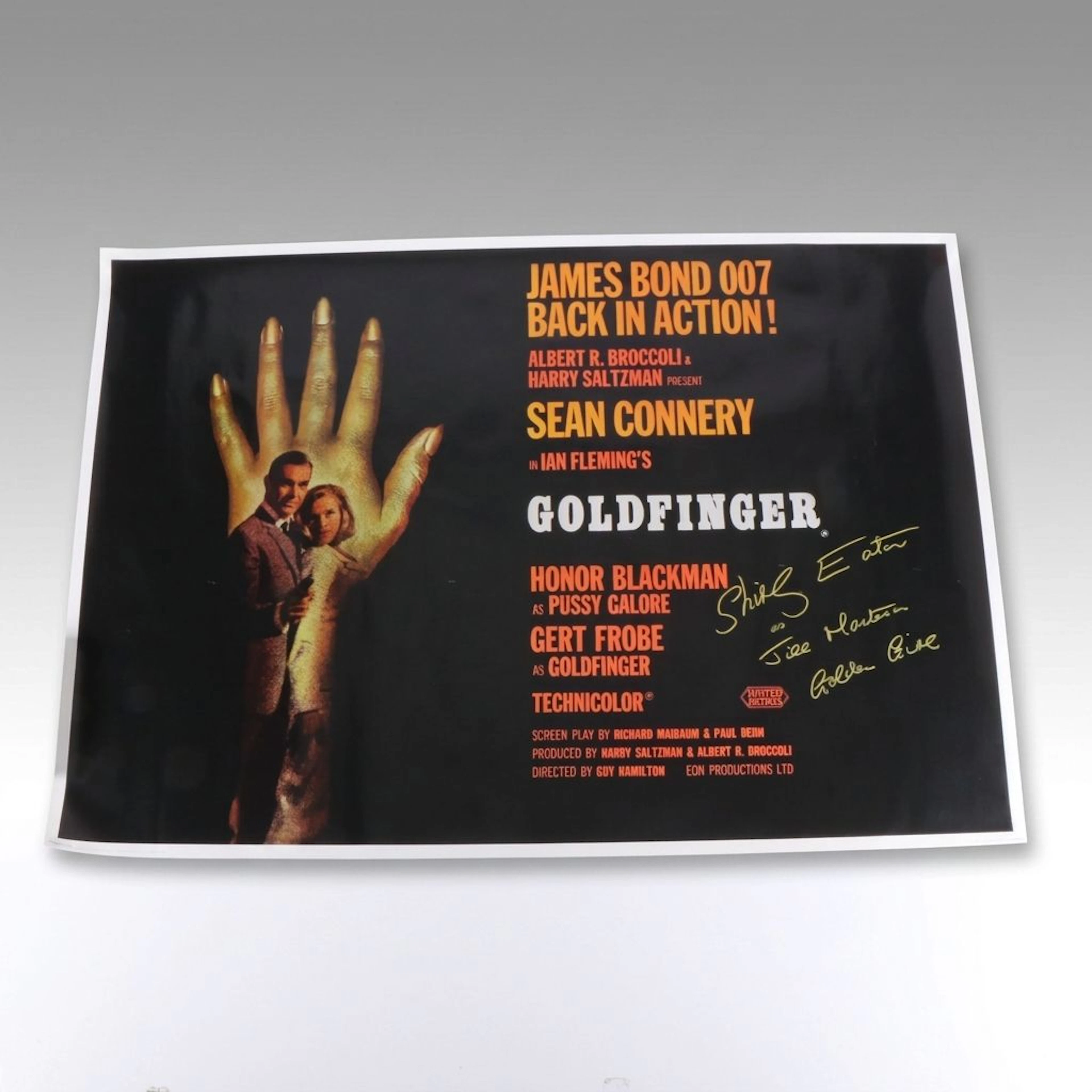 Shirley Eaton Signed James Bond "Goldfinger" Movie Poster