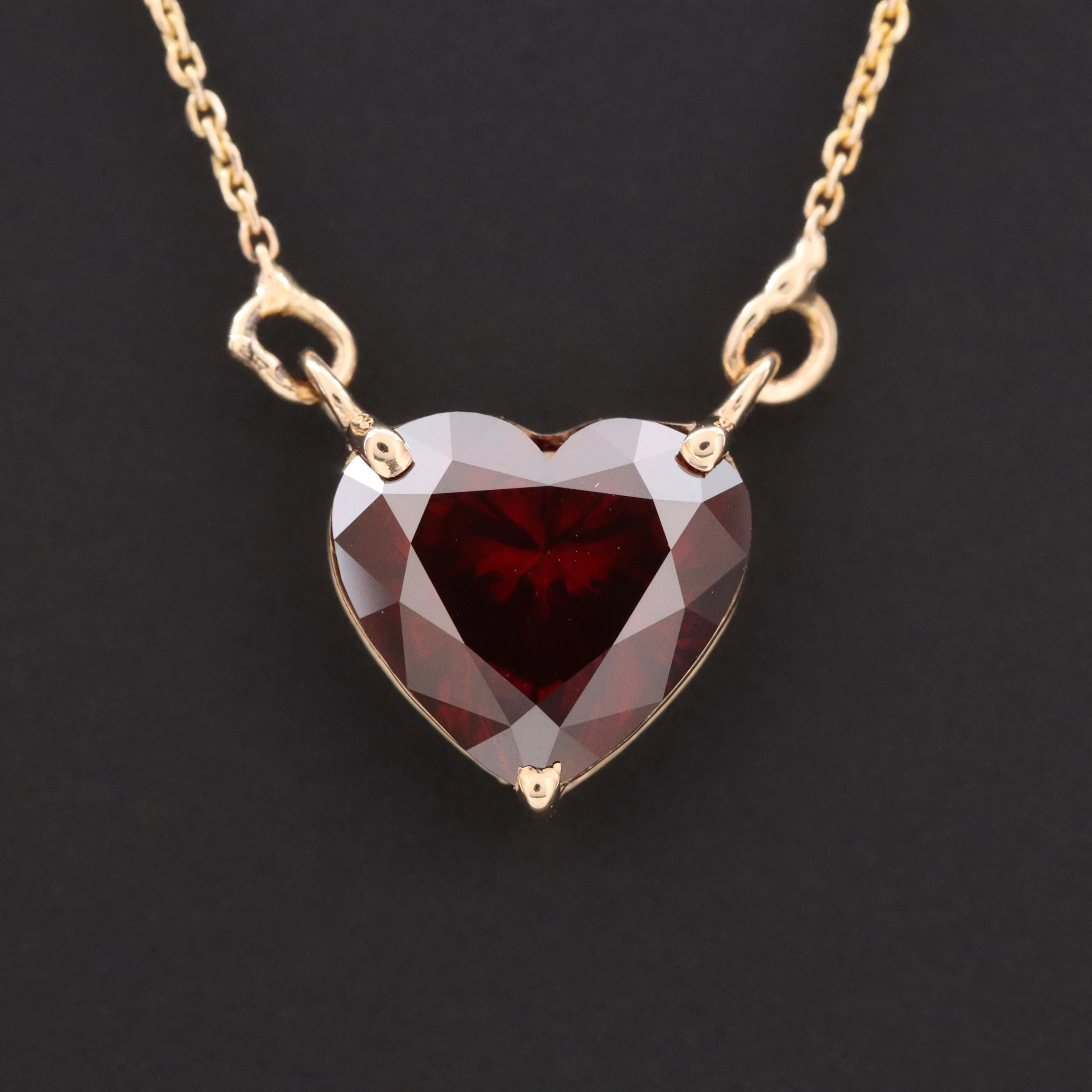 14K 2.58 CT Lab Grown Fancy Deep Red Diamond Necklace with IGI Report